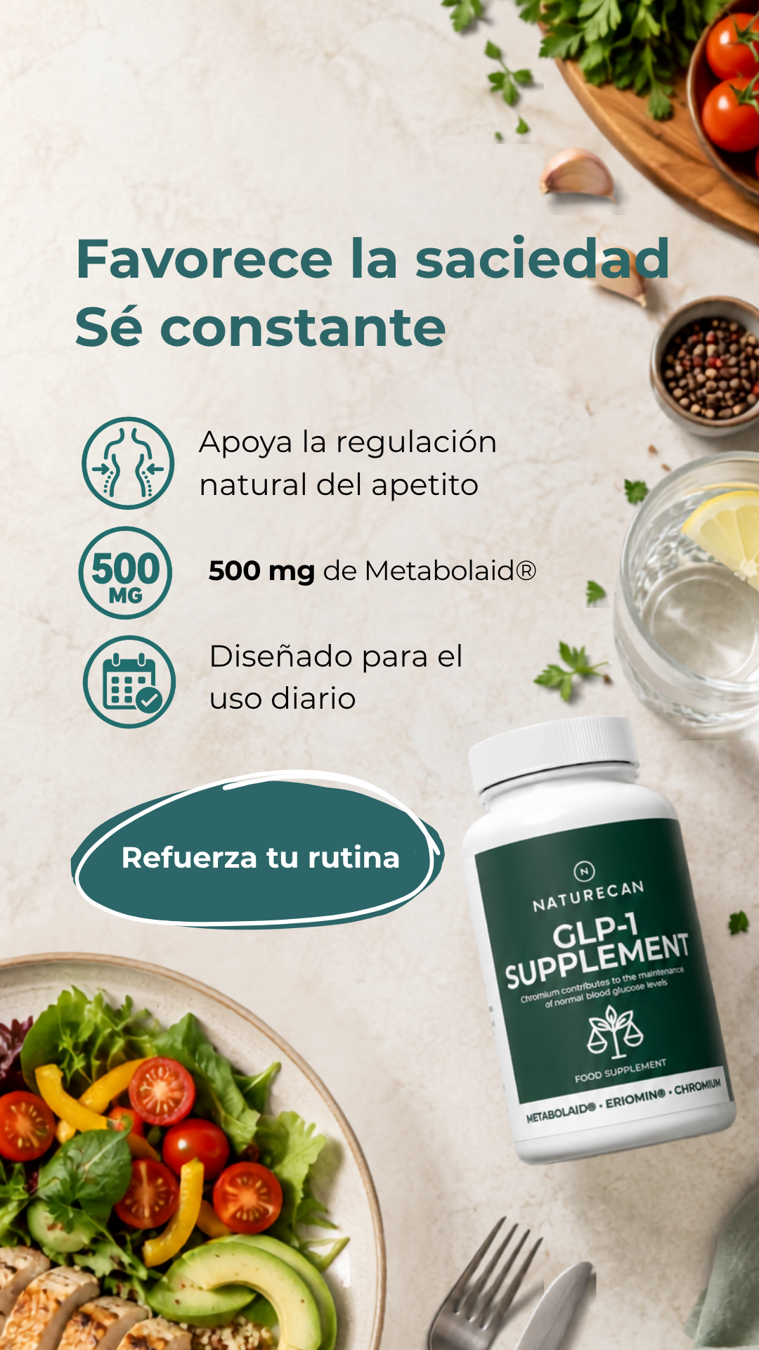 Naturecan España Facebook ad: Controla tu apetito de forma natural (y sin pasar hambre)