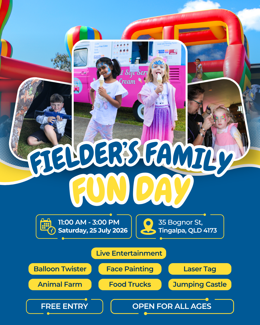 Fielders Club Tingalpa Facebook ad: FREE Family Fun Day