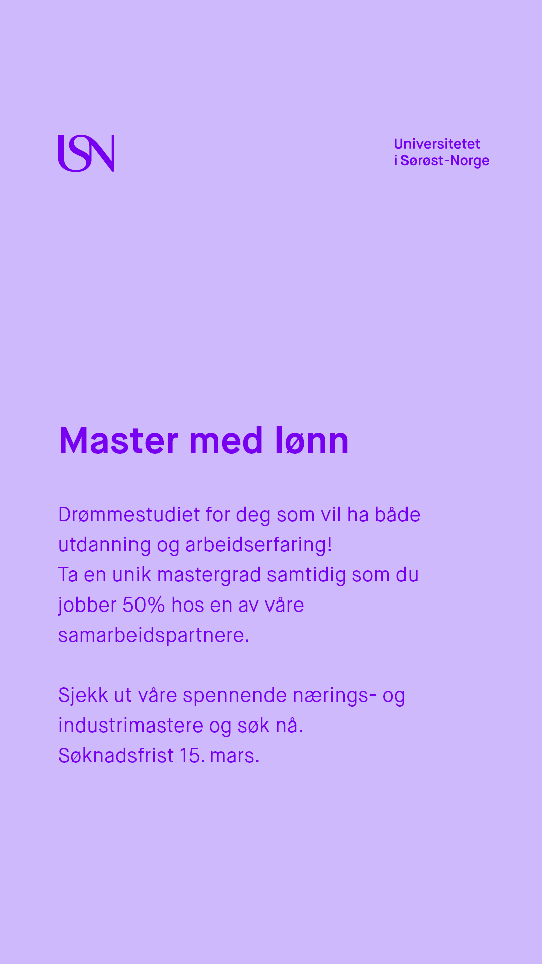 Universitetet i Sørøst-Norge - USN Facebook ad from Feb 1, 2026