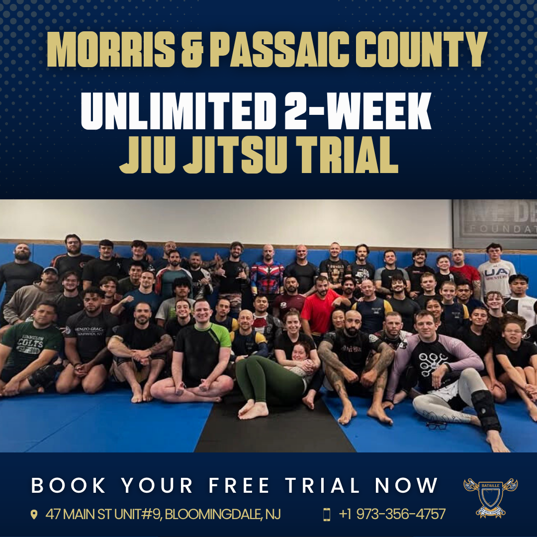 Bataille Jiu Jitsu Academy Facebook ad: UNLIMITED 2-WEEK JIU JITSU TRIAL