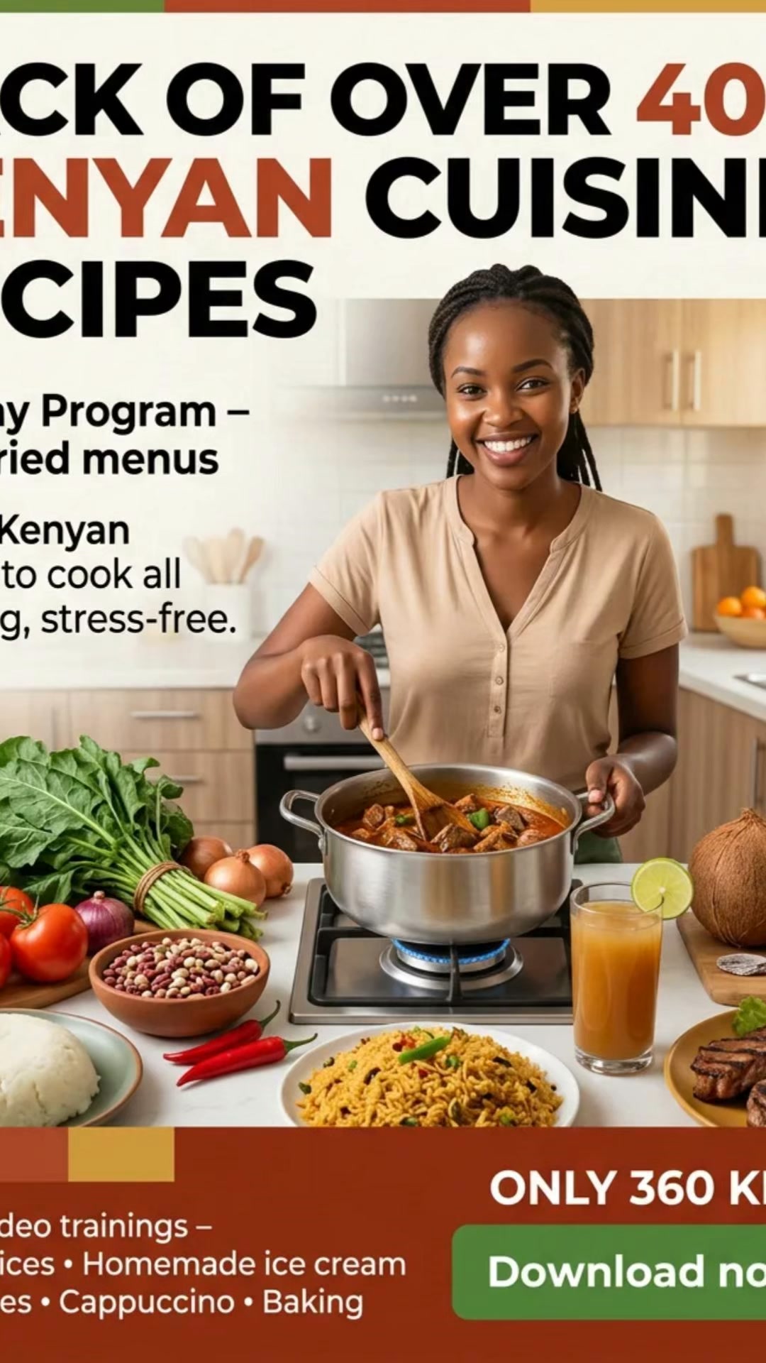 Numeric Products Facebook ad: Pack of 400+ Kenyan Recipes, Only 360 KES