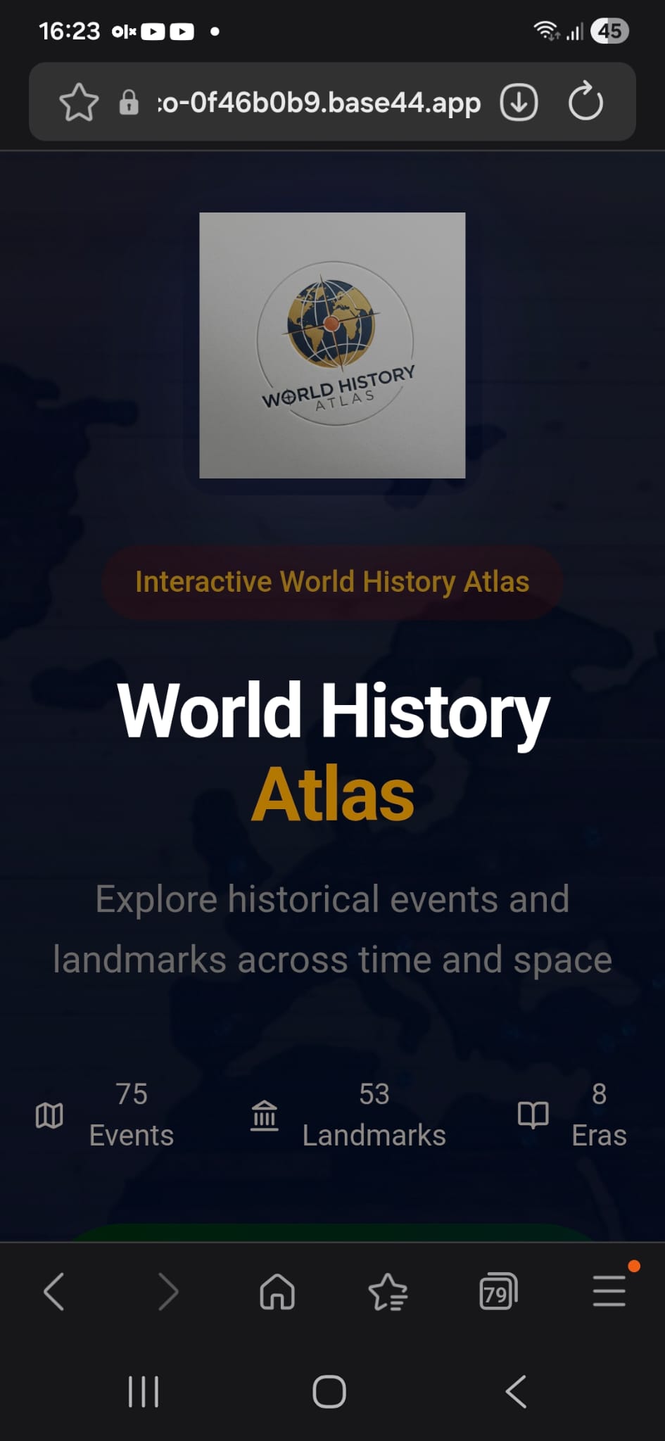 Chronos - World History Atlas Facebook ad: Red Colorful UI Health and Wellness Bio-Link Website