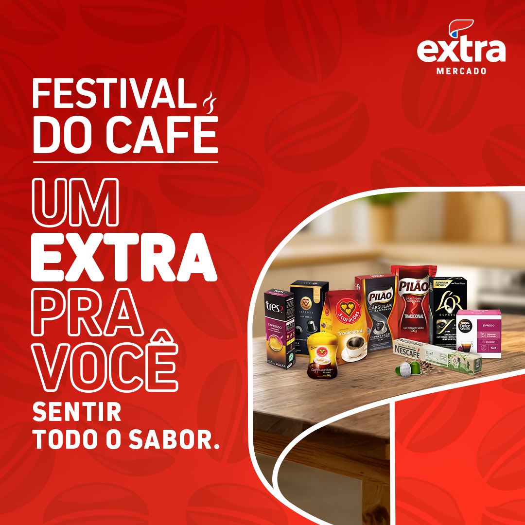 Mercado Extra Facebook ad: No Festival do Café do Extra, tem sabor…