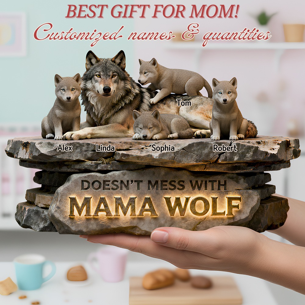 LoomCustom Facebook ad: A powerful Mama Wolf family figurine customized with…