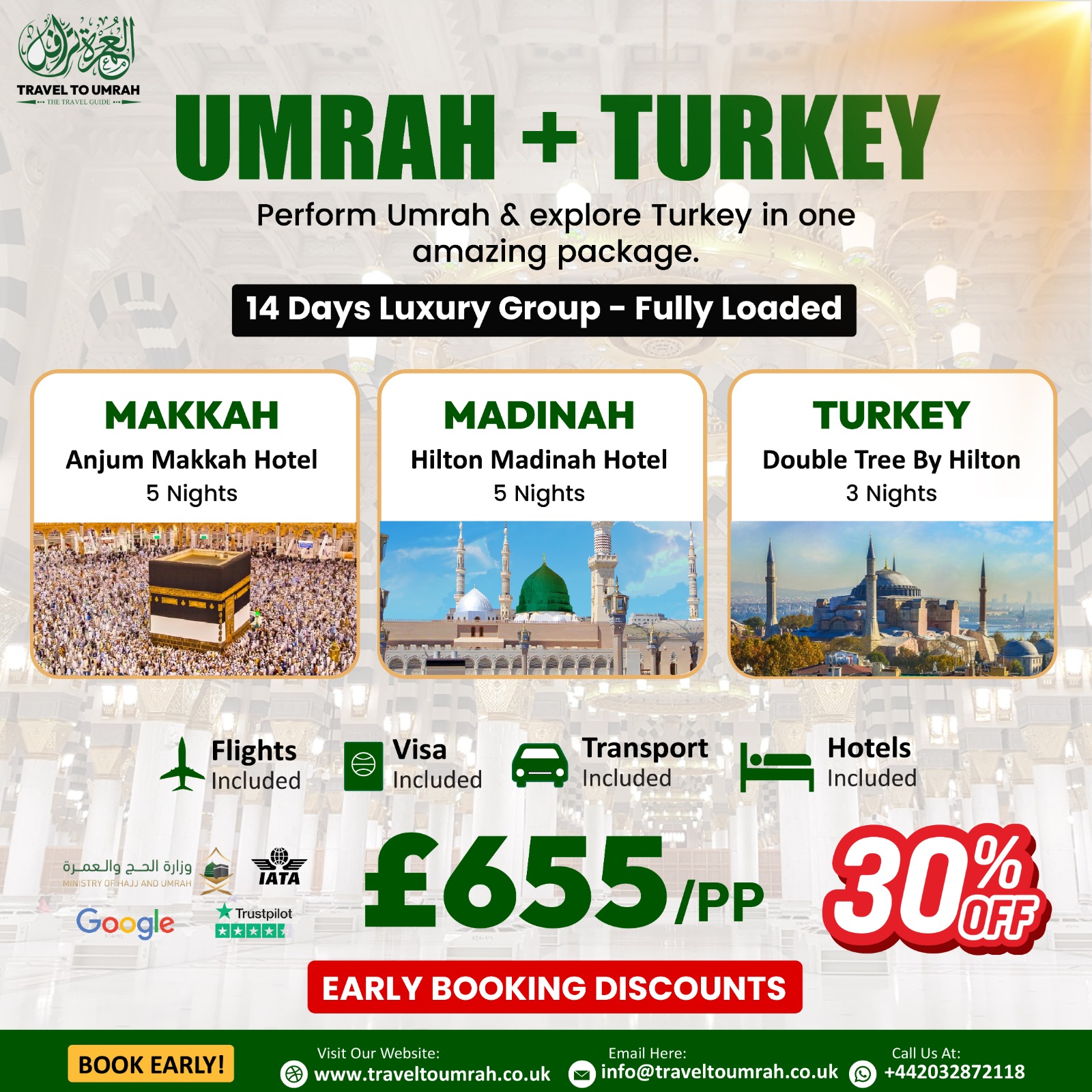 Travel To Umrah Facebook ad: Book Umrah Plus Turkey Tour