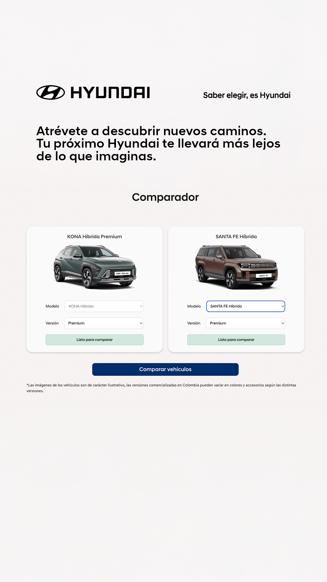 Hyundai Colombia Facebook ad: Comparador Hyundai Kona Eléctrica | Encuentra tu SUV…