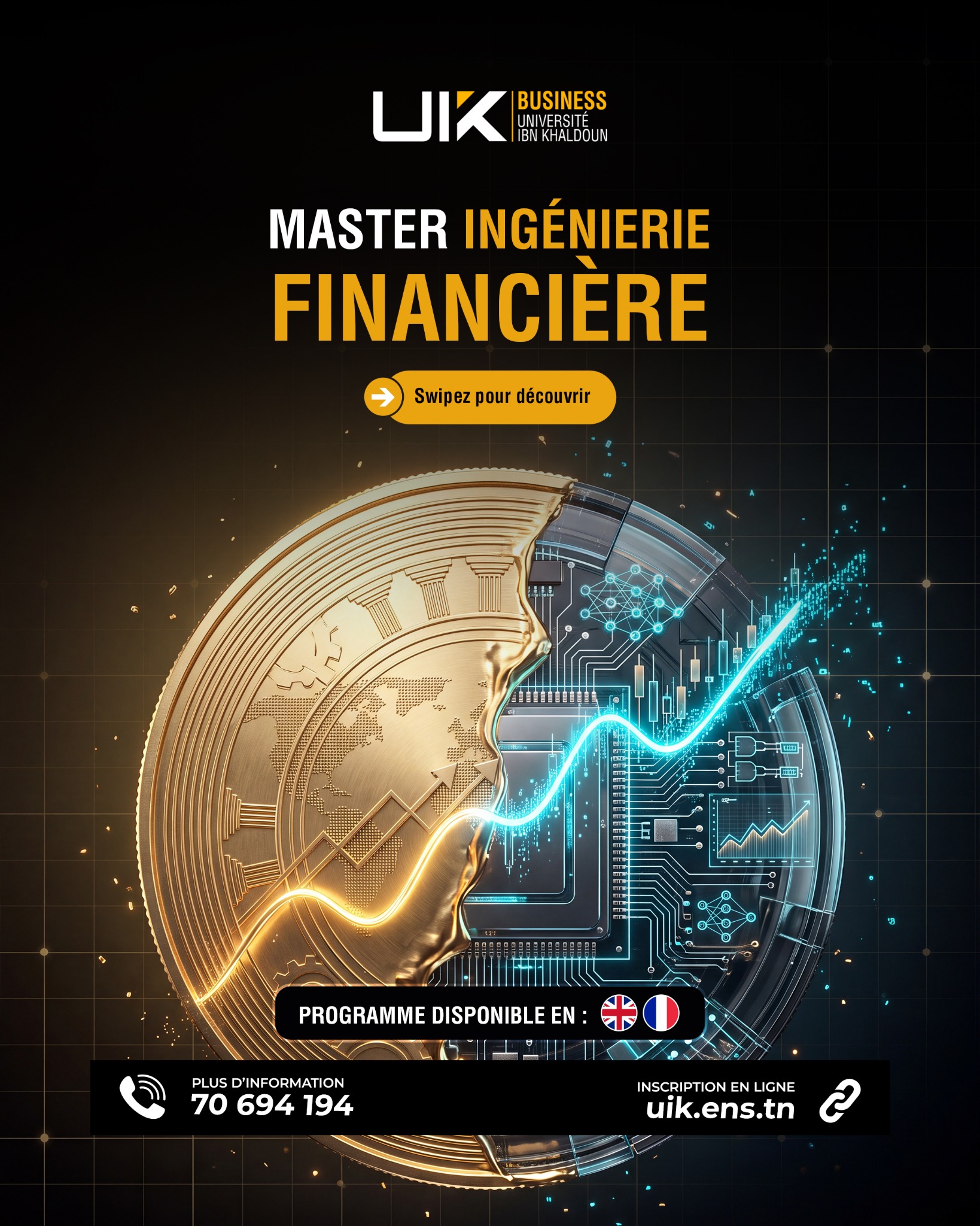 UIK - Université Ibn Khaldoun Facebook ad: Enroll in our Master in Financial Engineering: Fintech!