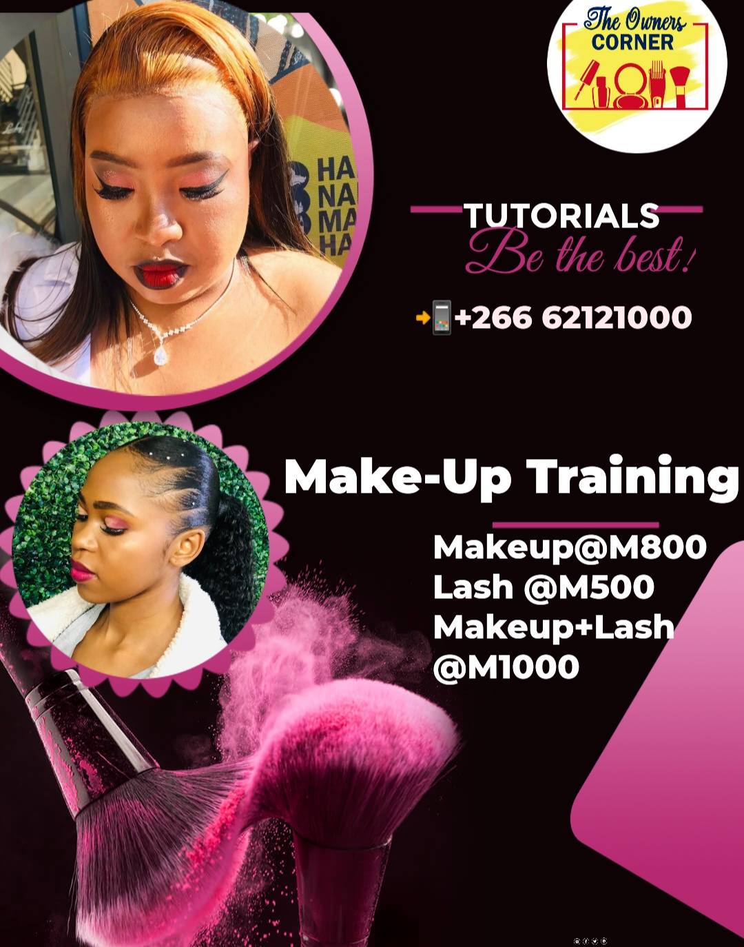 The Owners Corner Lesotho Facebook ad: TLOHO UTLO ITHUTA KA BEAUTY LE OWNERS CORNER…
