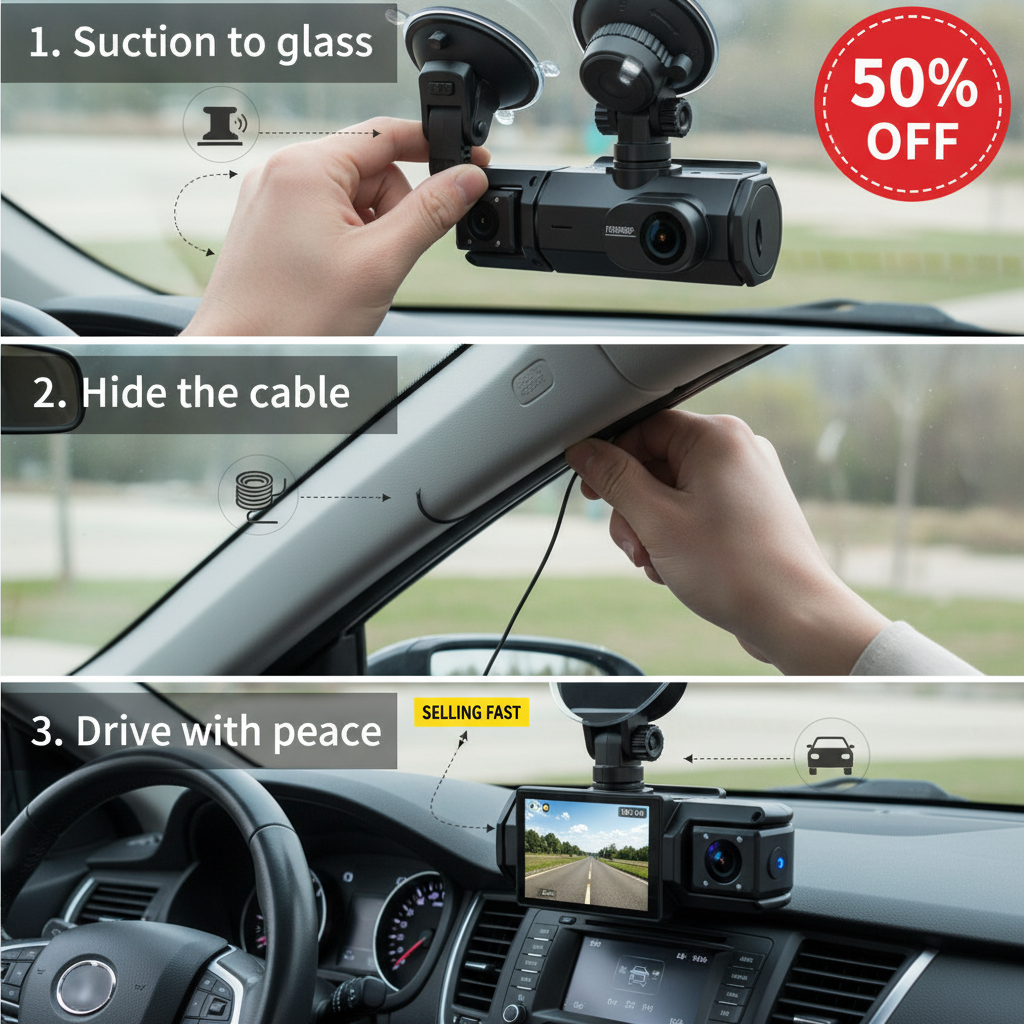 Kikishop Facebook ad: Triple-Lens Dash Camera