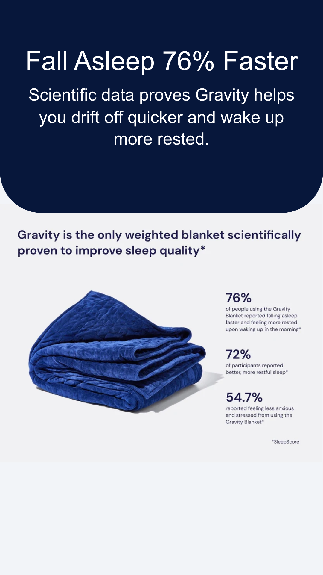 Gravity Blanket Facebook ad