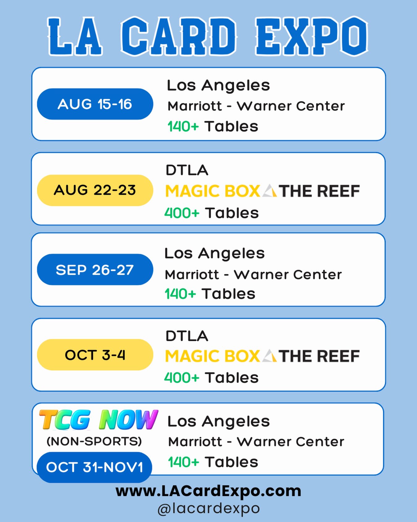 La Card Expo Facebook ad: LA CARD EXPO UPCOMING SHOWS - AUG, SEPT…