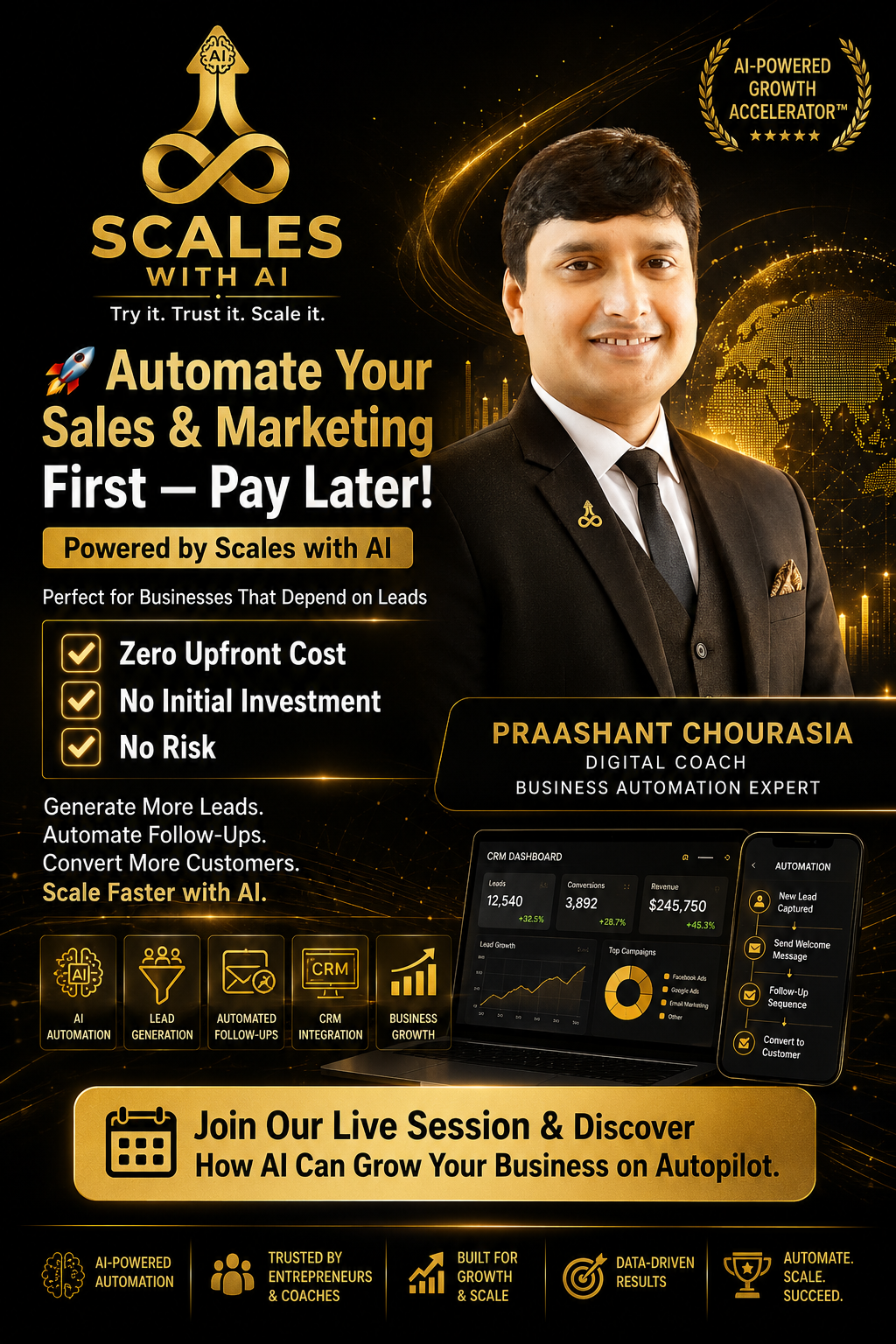 Scales With AI Facebook ad: Automate Your Sales & Marketing First, Pay Later!