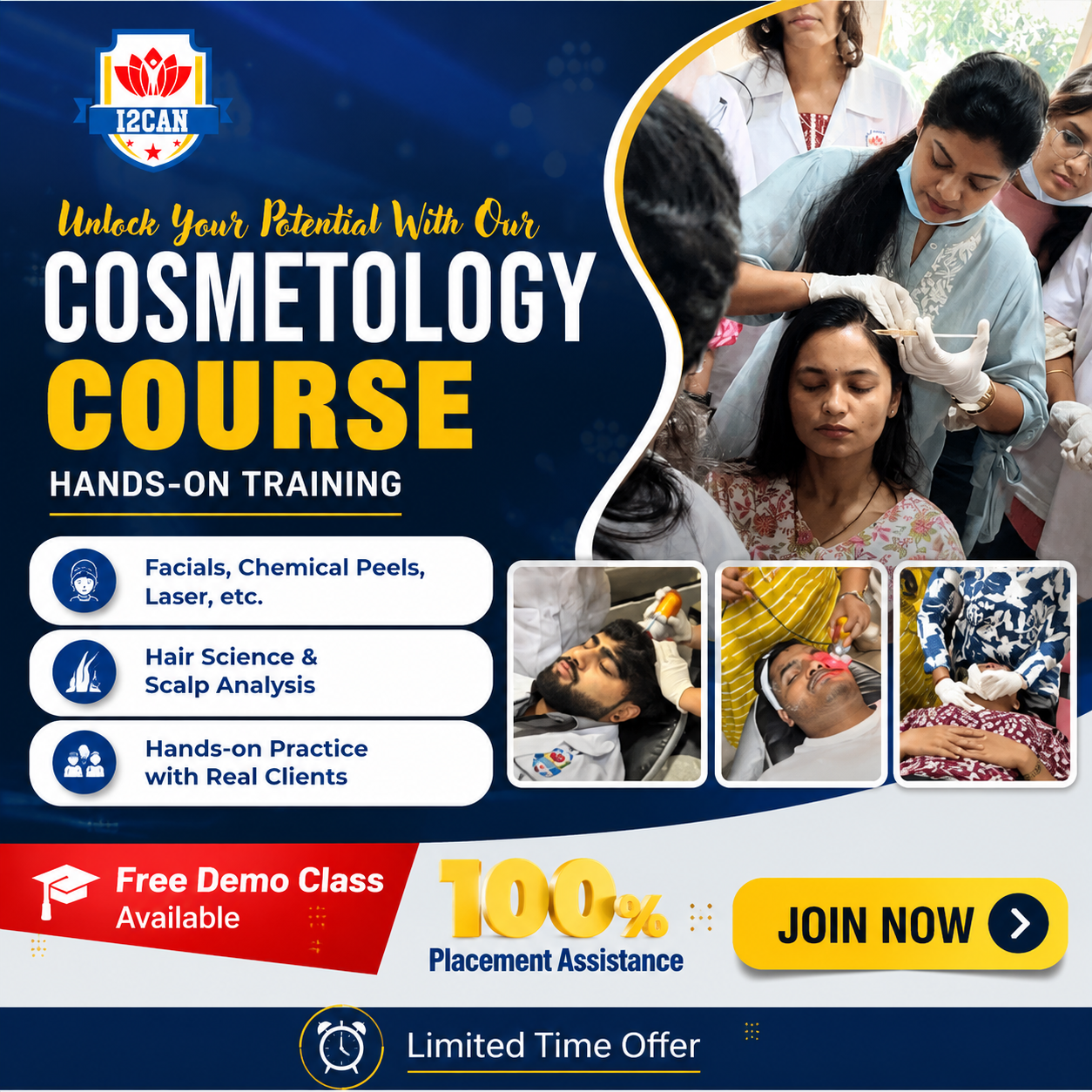 IICAN Facebook ad: Learn Advanced Cosmetology With Practical Experience!