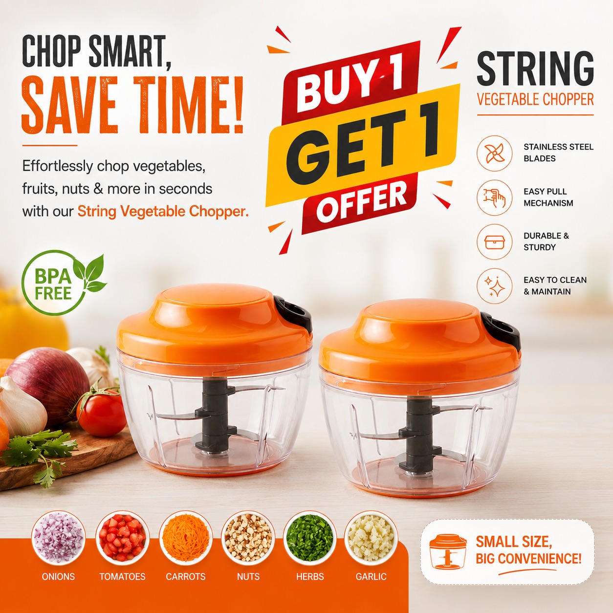 Ashdeep Kitchenware Facebook ad: Buy Orange Vegetable Chopper!