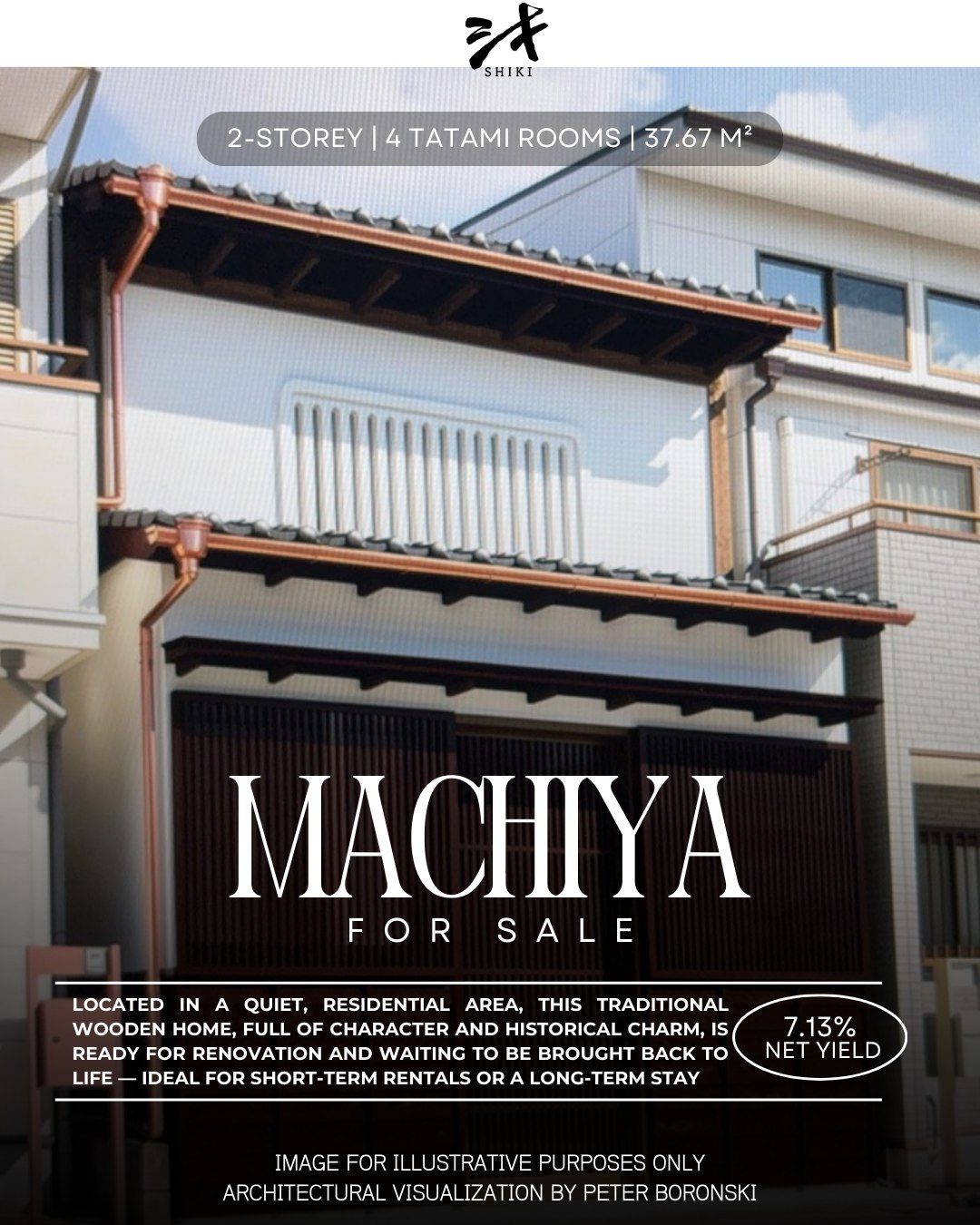 Shiki Real Estate Facebook ad: Kyoto Machiya for Sale in Nakagyo Ward, Renovation…