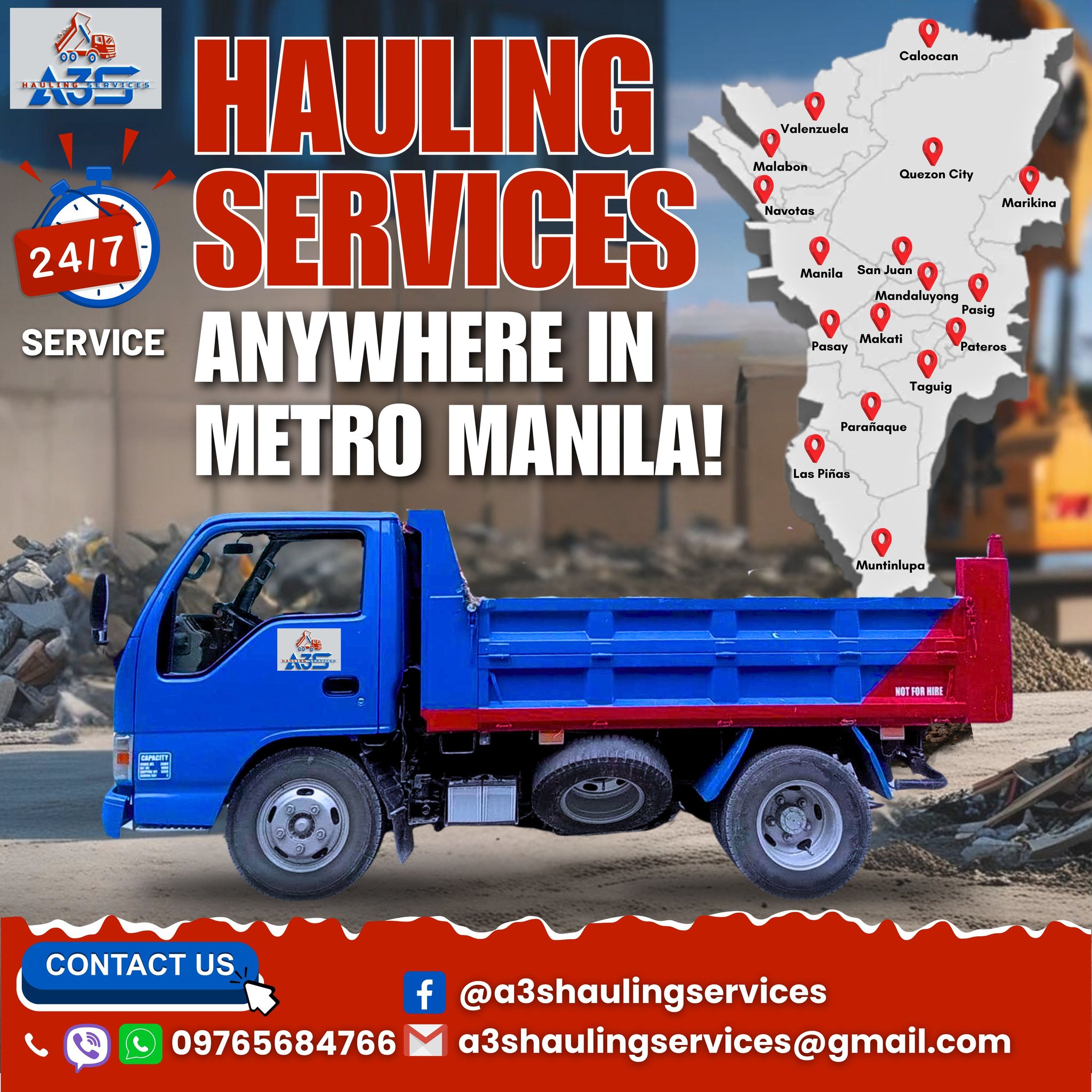 Hauling Services A3S Facebook ad: Looking for dependable hauling services at any hour?