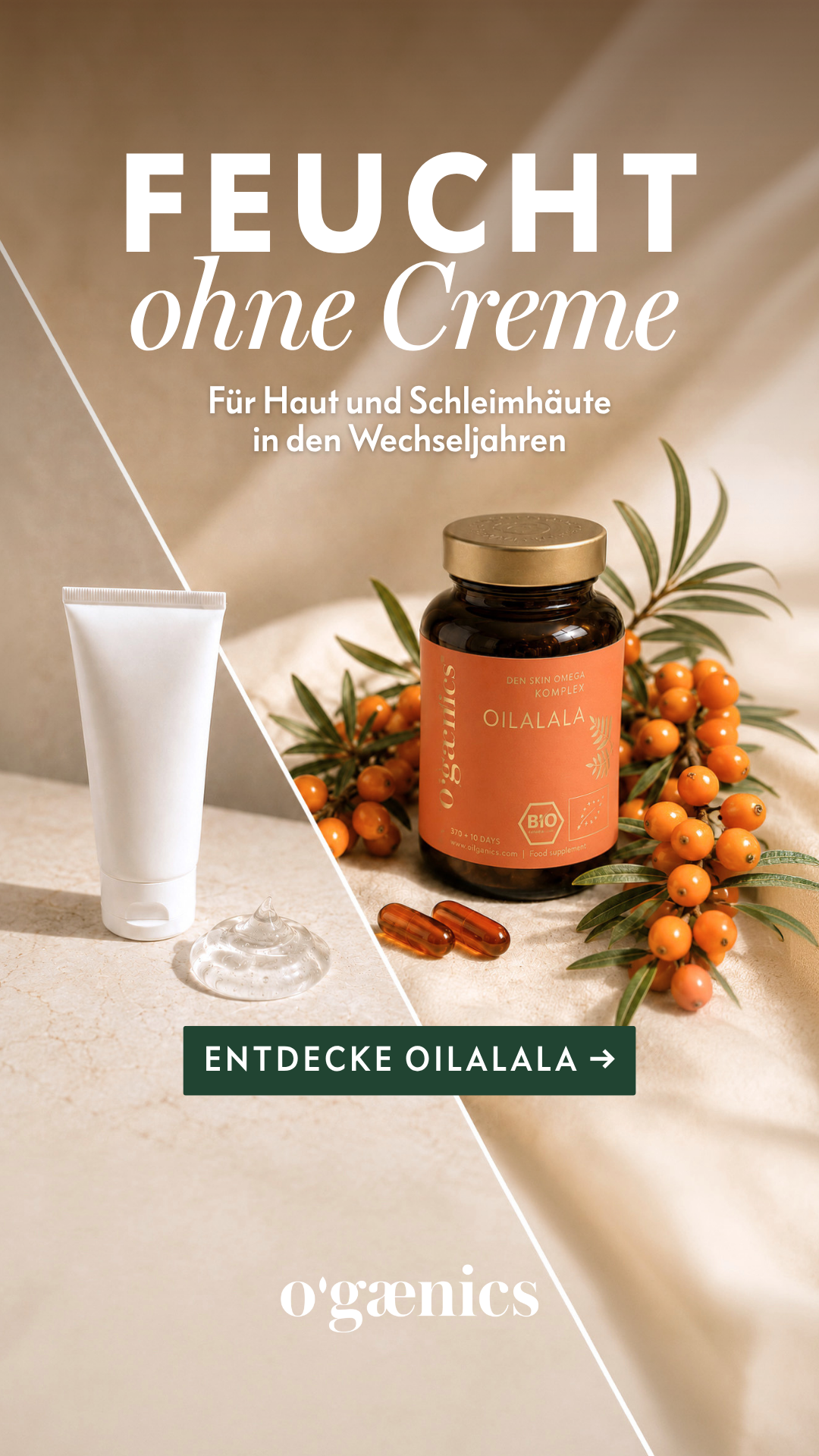 Ogænics Beauty Supplements Facebook ad from Aug 4, 2026