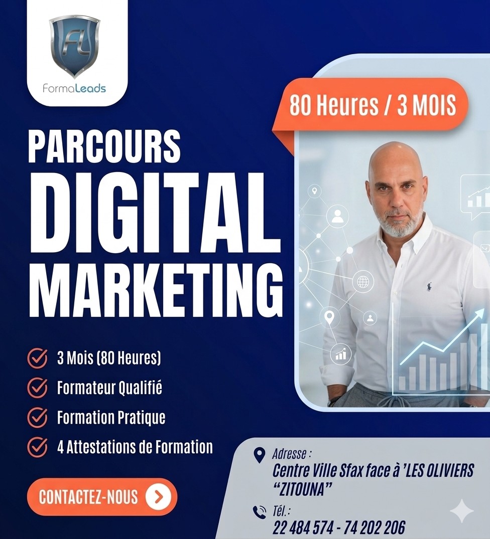 Formaleads Tn Facebook ad: PARCOURS DIGITAL COMPLET, 80 HEURES