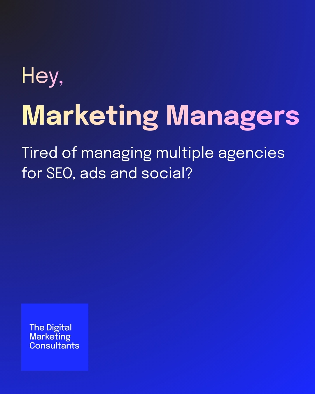 The Digital Marketing Consultants Facebook ad: Built for small and medium businesses