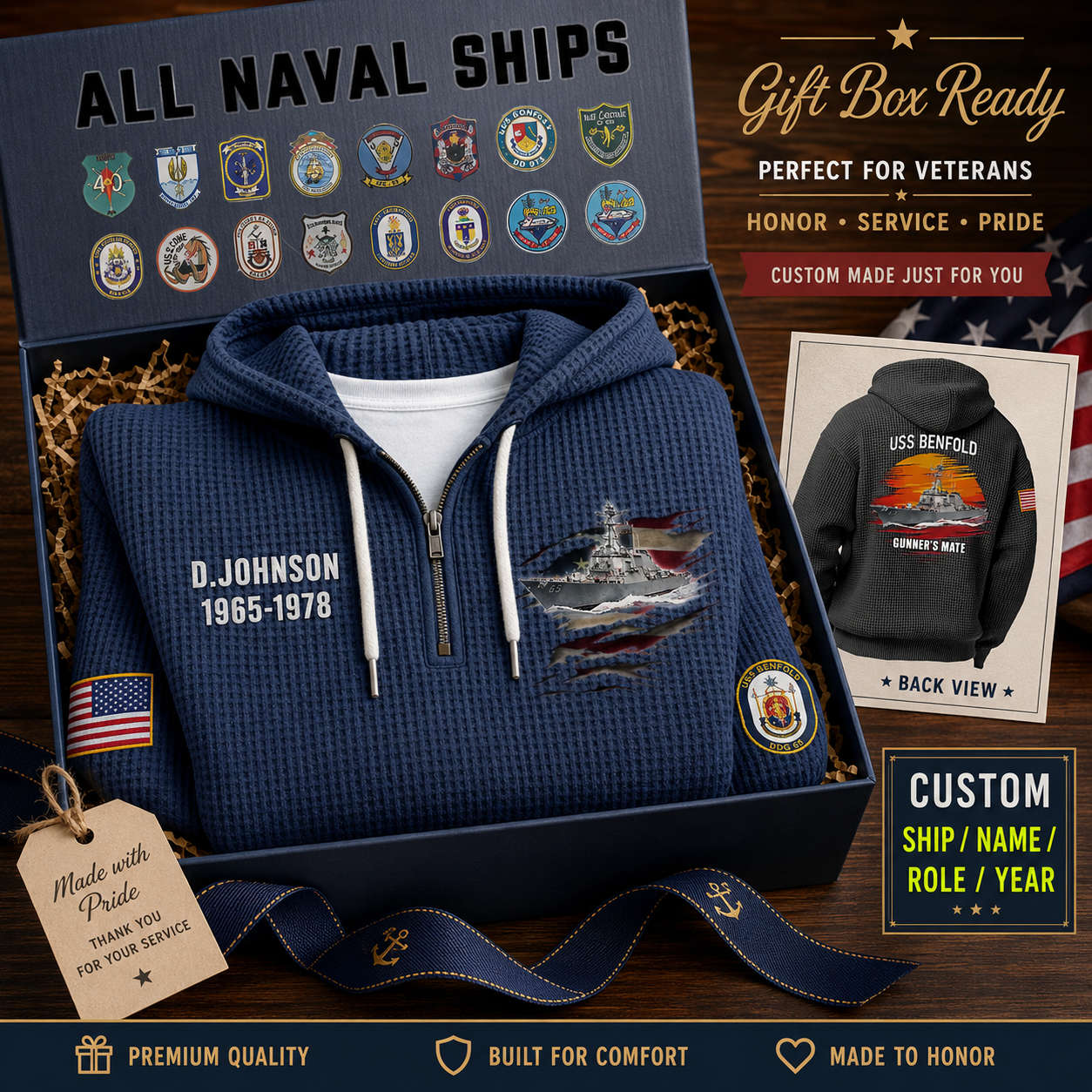 Proudly Served Facebook ad: Wear Your Ship. Carry Your Legacy.