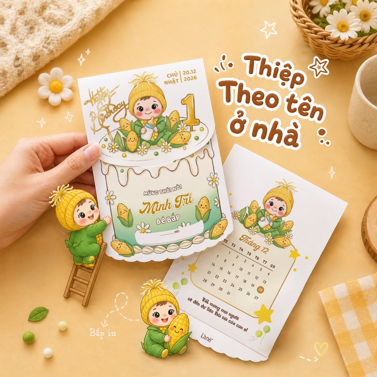 Thiệp thôi nôi sinh nhật - Lá nè Facebook ad: THIỆP THEO TÊN Ở NHÀ CHO BÉ