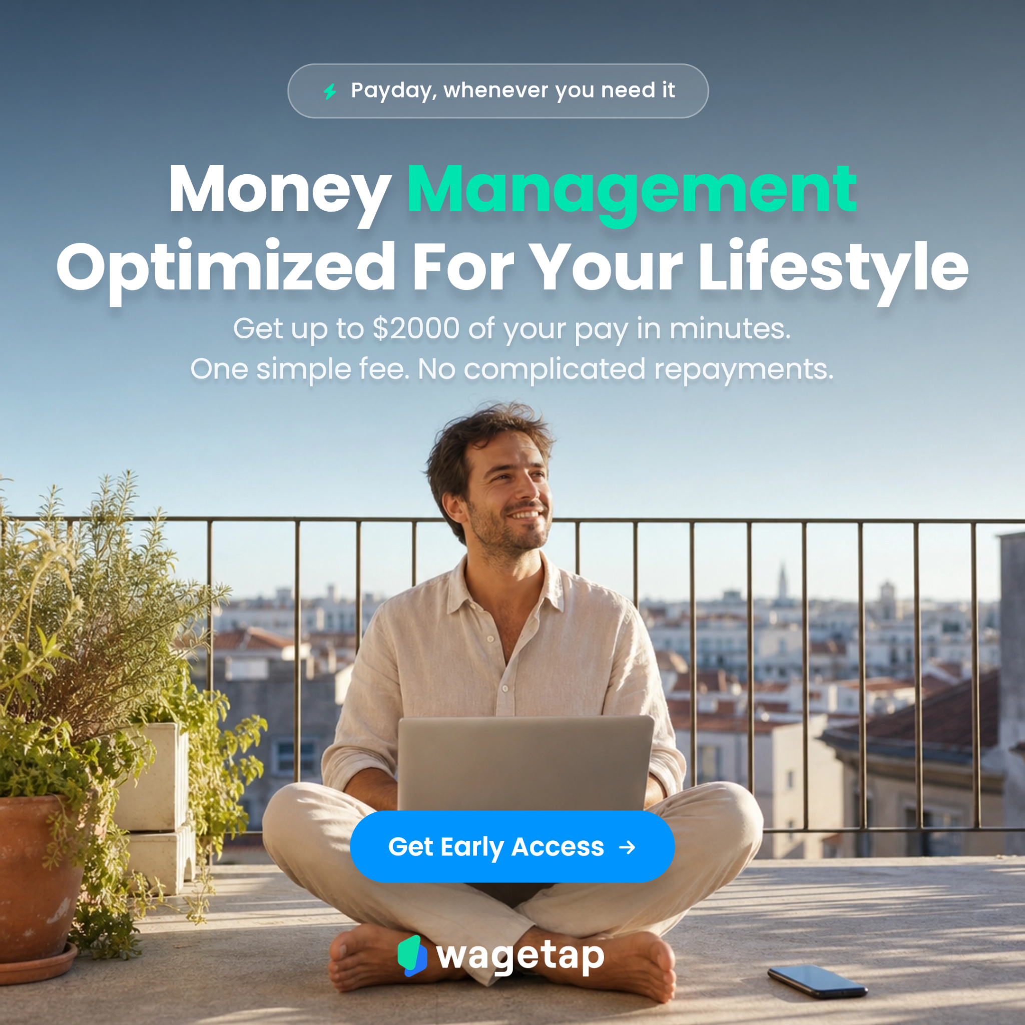 Wagetapau Facebook ad: Payday on your terms.