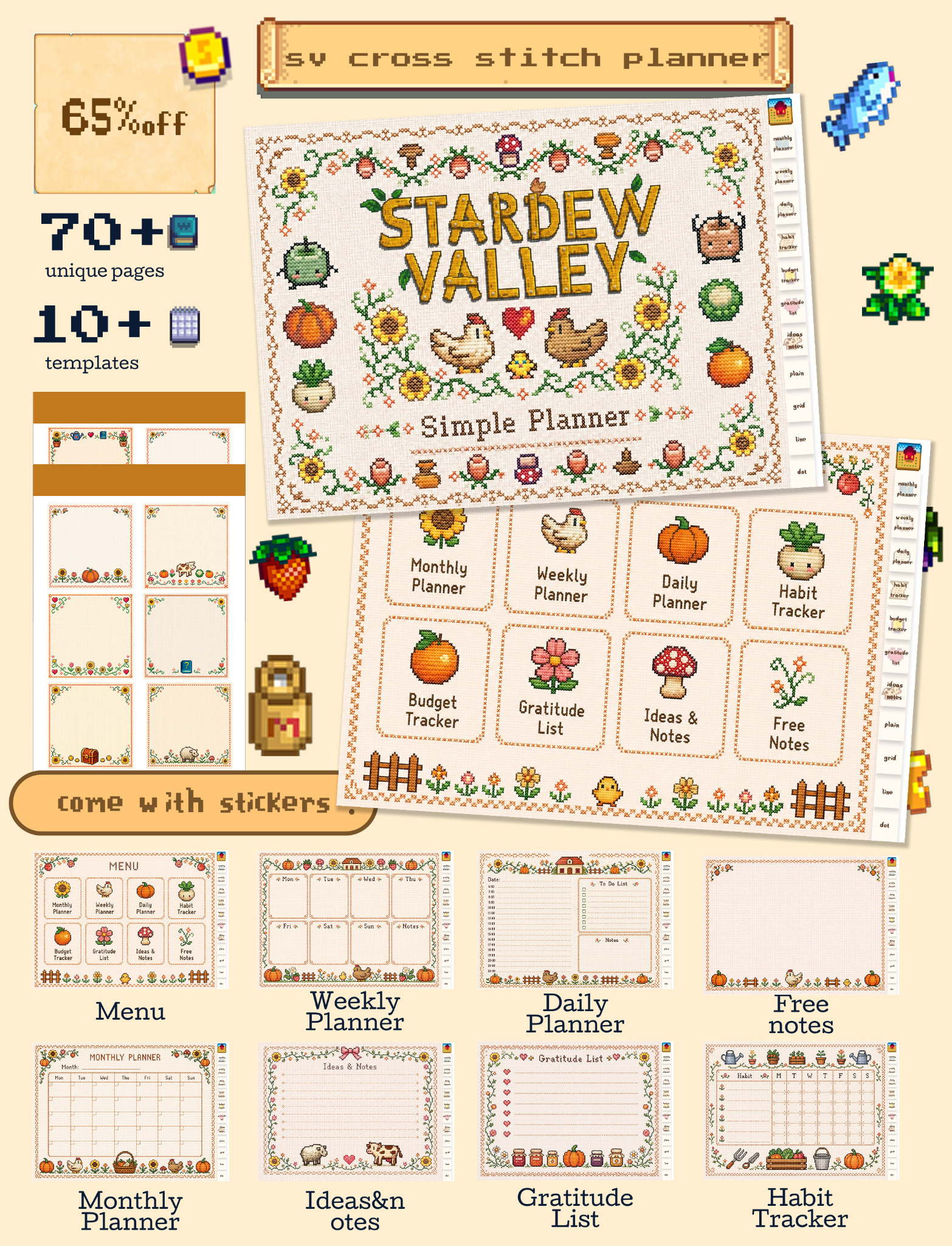Simple Planner Co Facebook ad: New product sale sv cross stitch planner