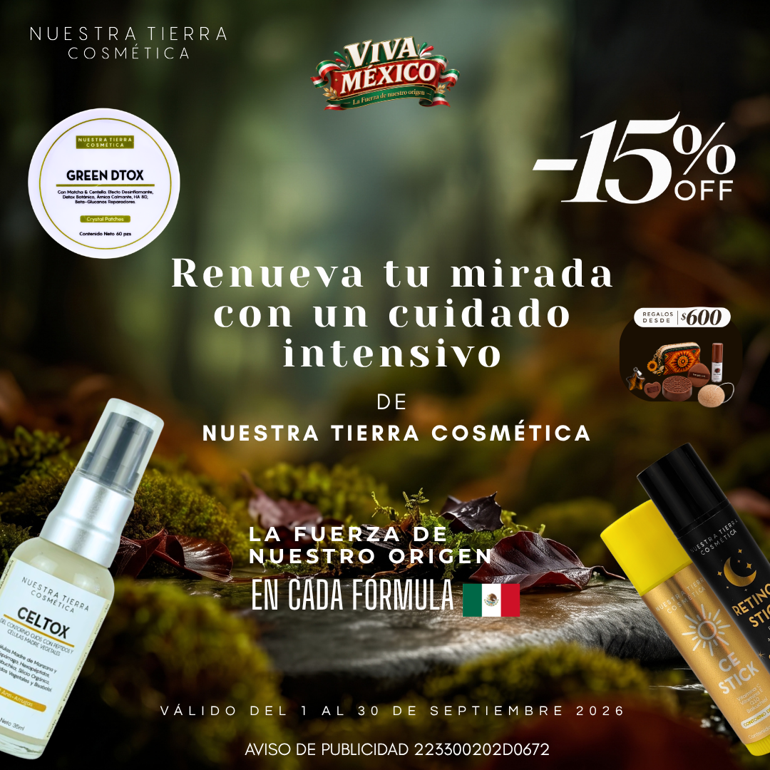Nuestra Tierra Cosmética Facebook ad: Hasta 15% Off