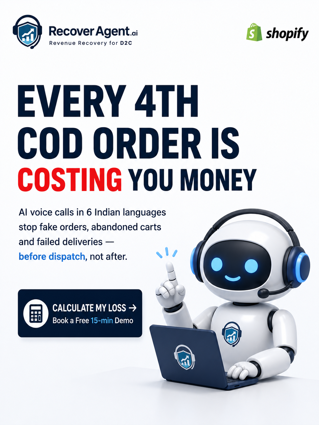 Recover Agent Facebook ad: Reduce RTO With AI Voice Calls