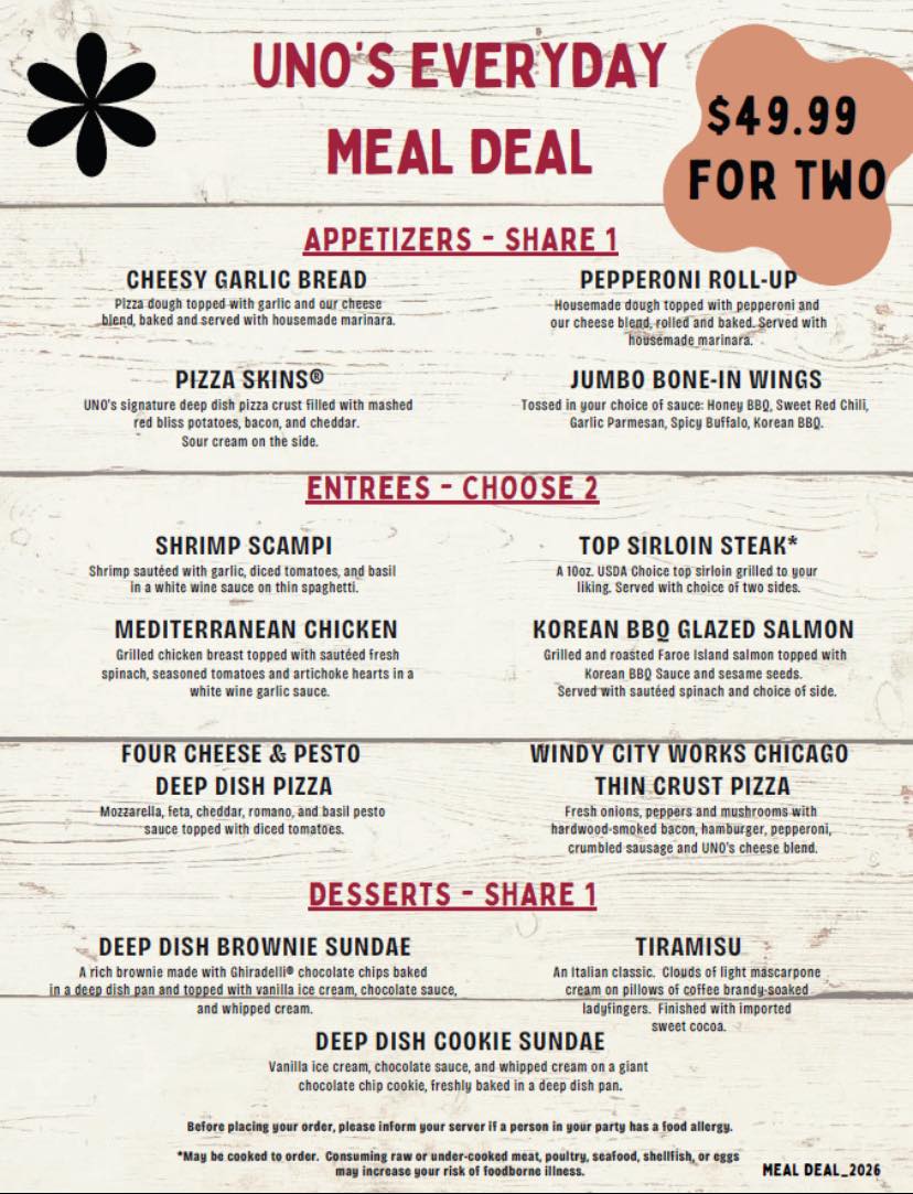 Uno Pizzeria & Grill Facebook ad: NEW DEAL ALERT