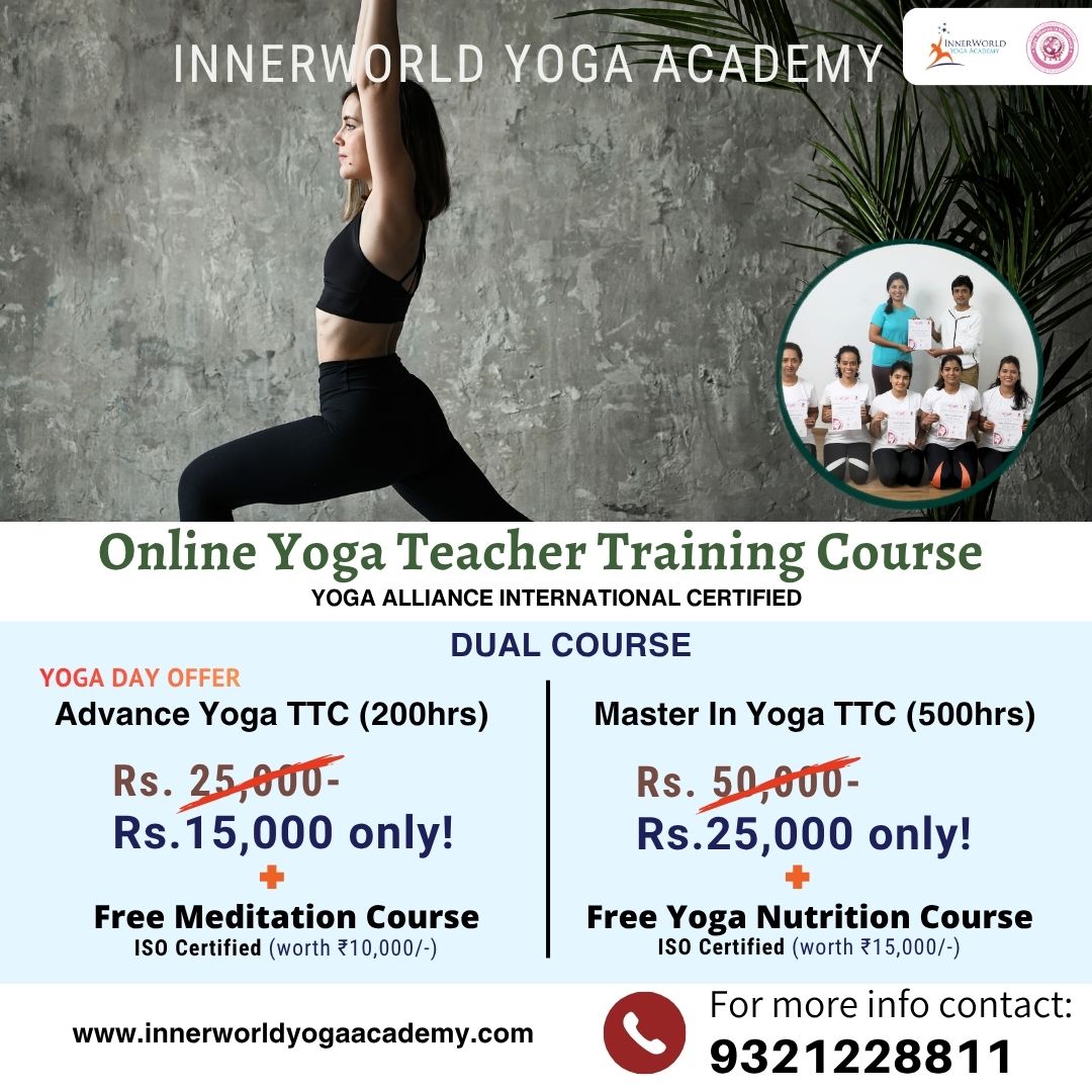 Inner world yoga academy Facebook ad: Whether you want to become a certified yoga trainer…