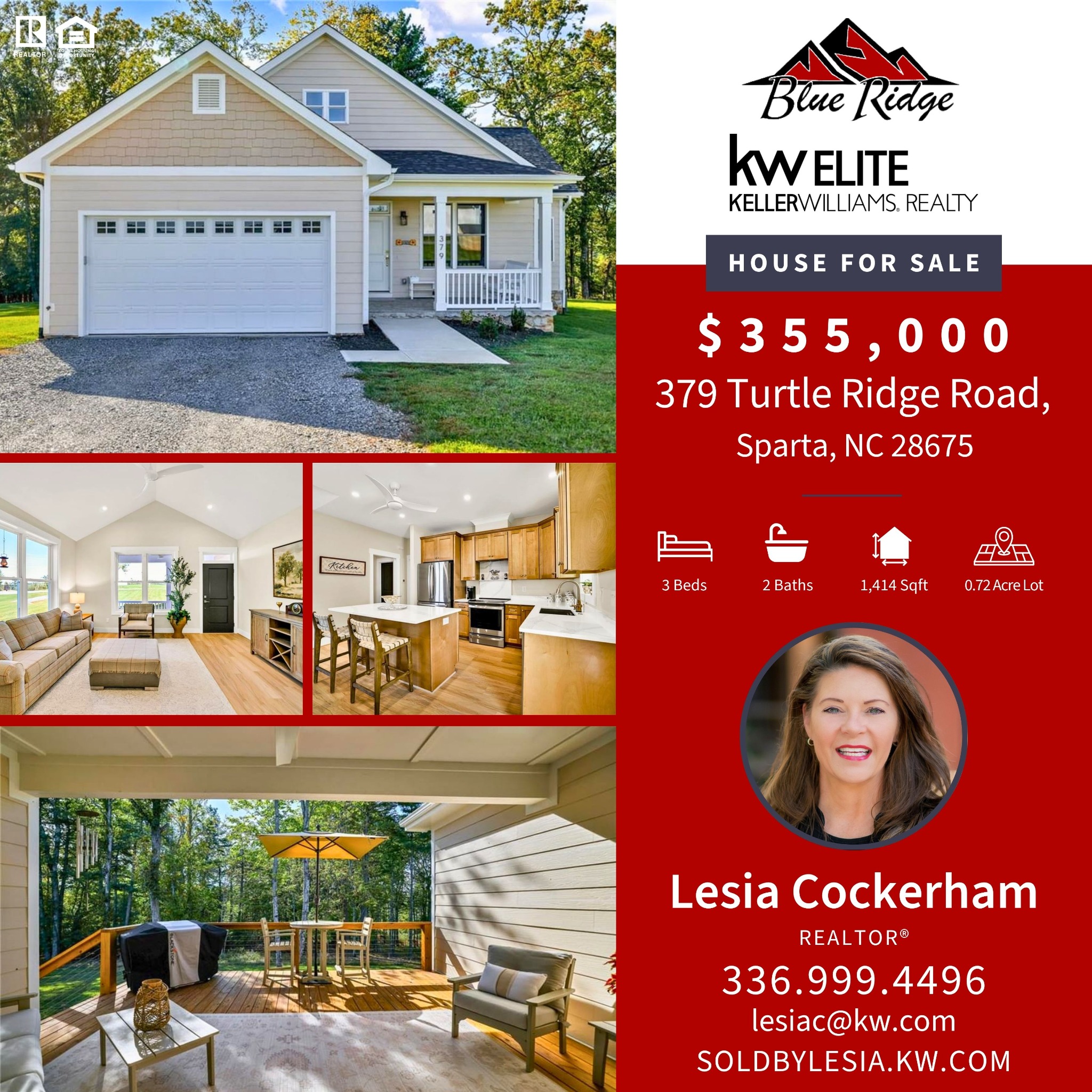 Lesia Cockerham Realtor Keller Williams Facebook ad: Imagine waking up to mountain stillness with Blue…