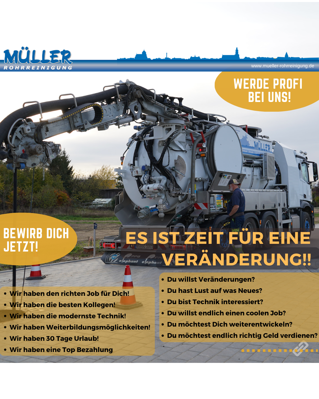 Müller Rohr- und Kanalreinigung GmbH Facebook ad from Nov 14, 2025