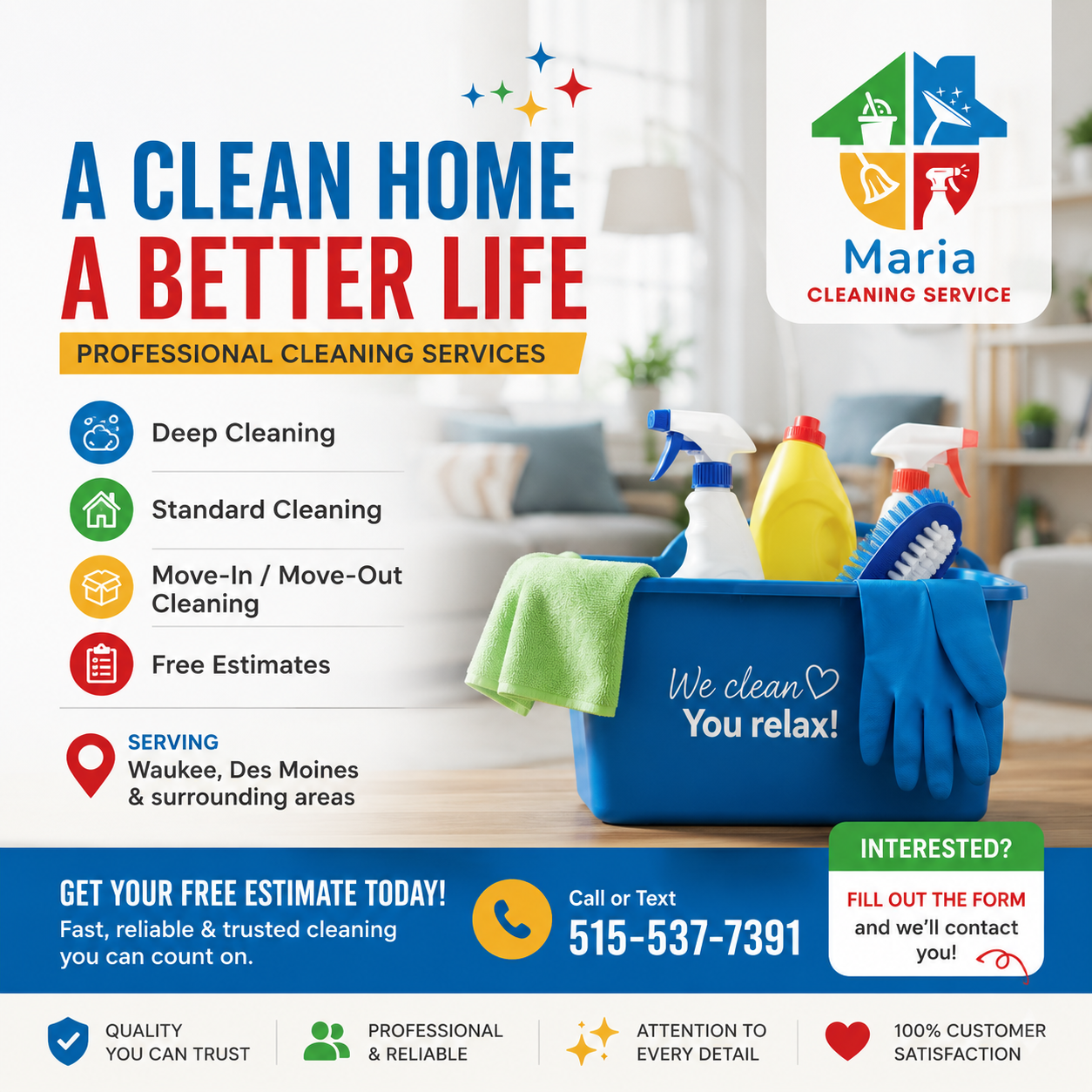 María Cleaning Services - Waukee Facebook ad