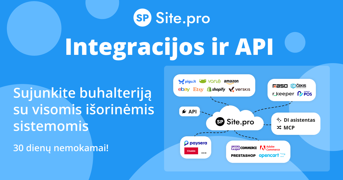 Site.pro - Apskaitos programa ir ERP Facebook ad: 60+ integracijų apskaitai
