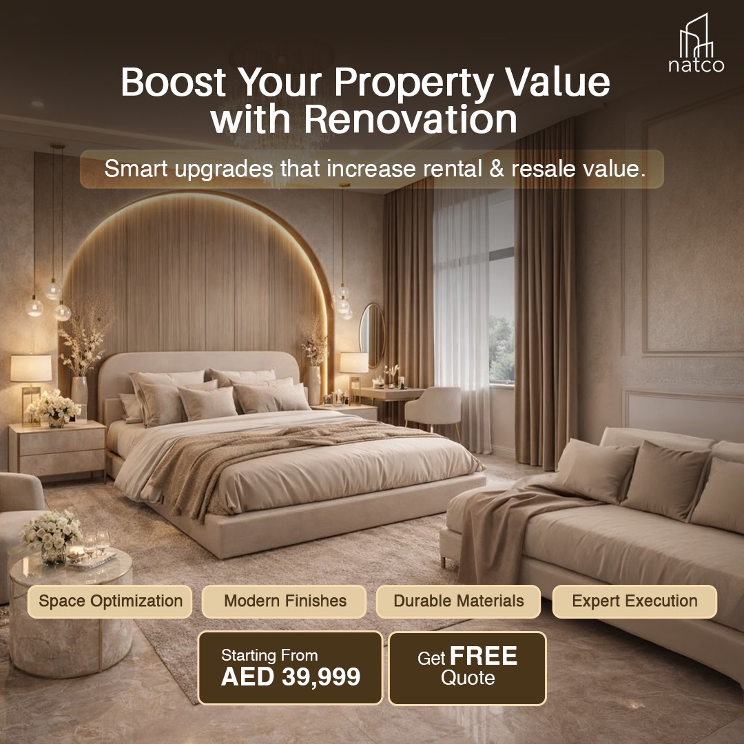 Natco Renovation Dubai Facebook ad: Apartment Renovation Experts, Free Site Visit