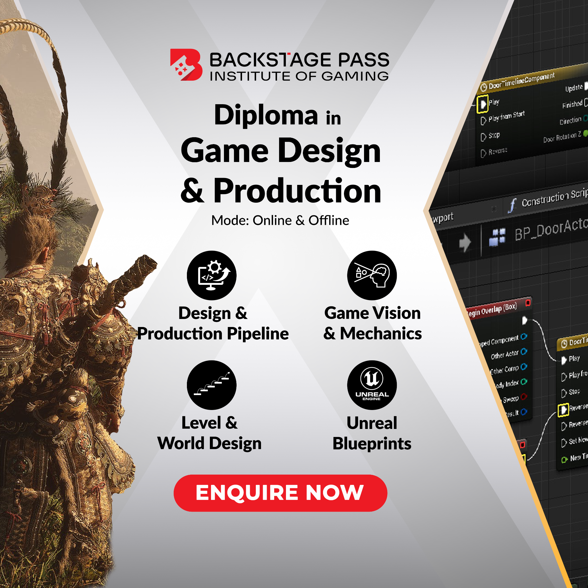 Backstage Pass Institute Of Gaming Facebook ad: Build Immersive Games from Scratch-->