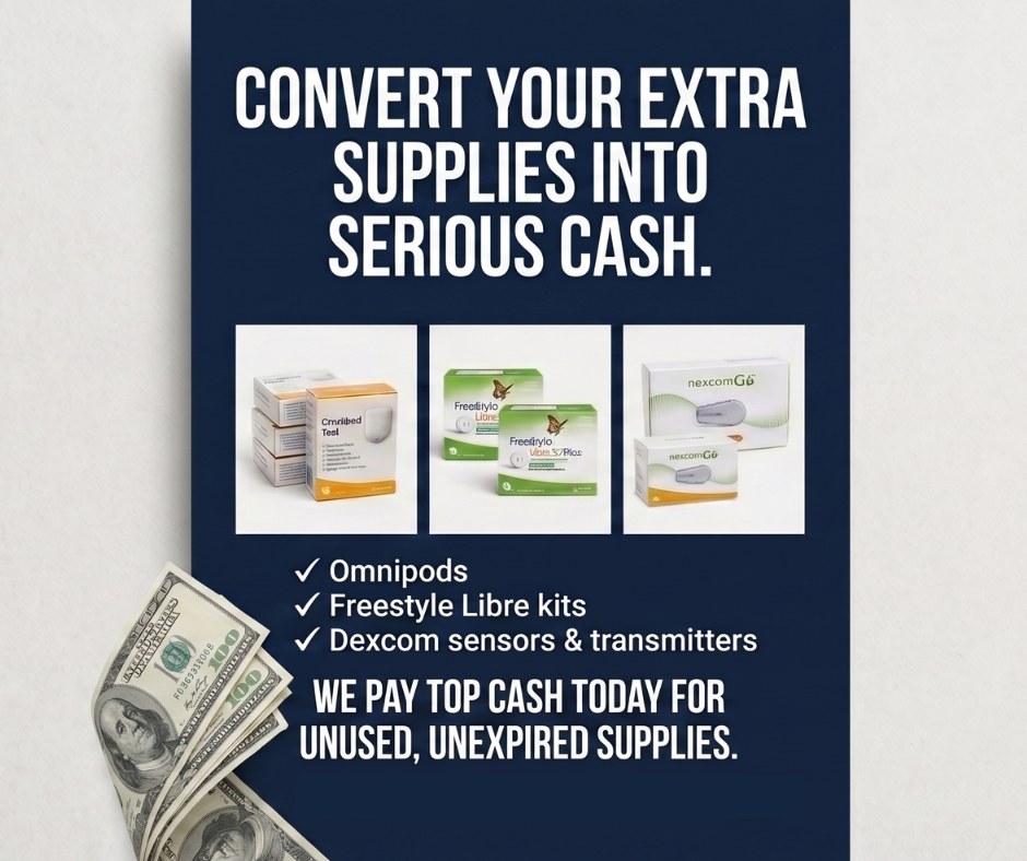 Strip Depot - Cash For Diabetic Supplies Facebook ad: Turn Supplies Into Cash Before They Expire!