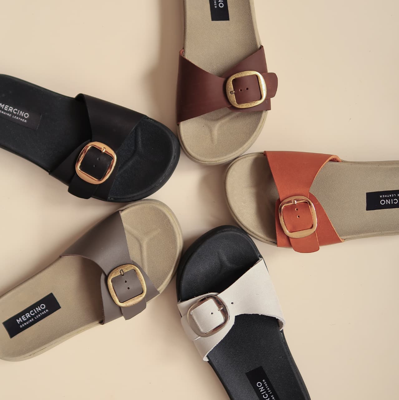 Mercino Facebook ad: Step into comfort with our genuine leather sandals!