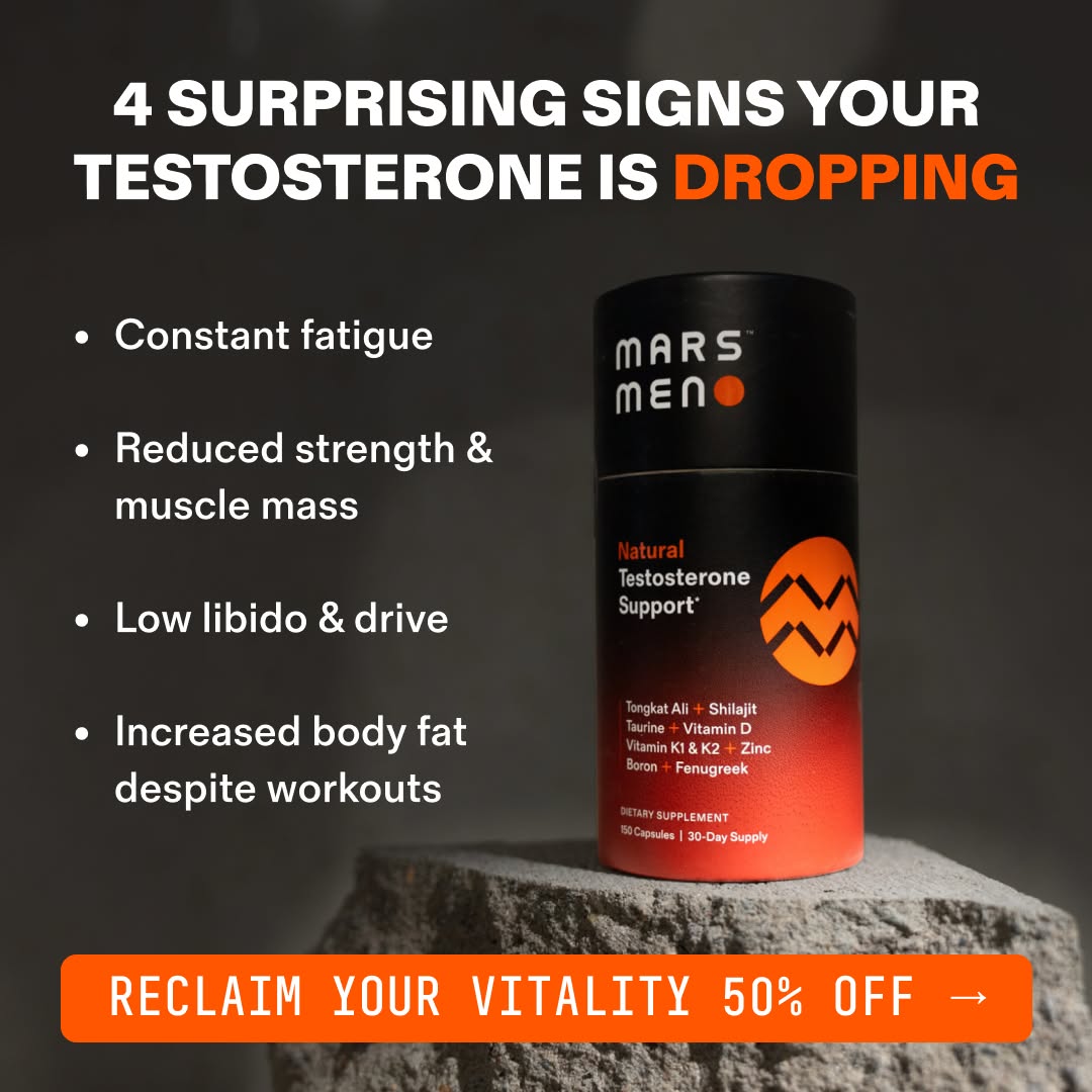 Mars Men T Support Facebook ad: 50% Off + Free Gifts