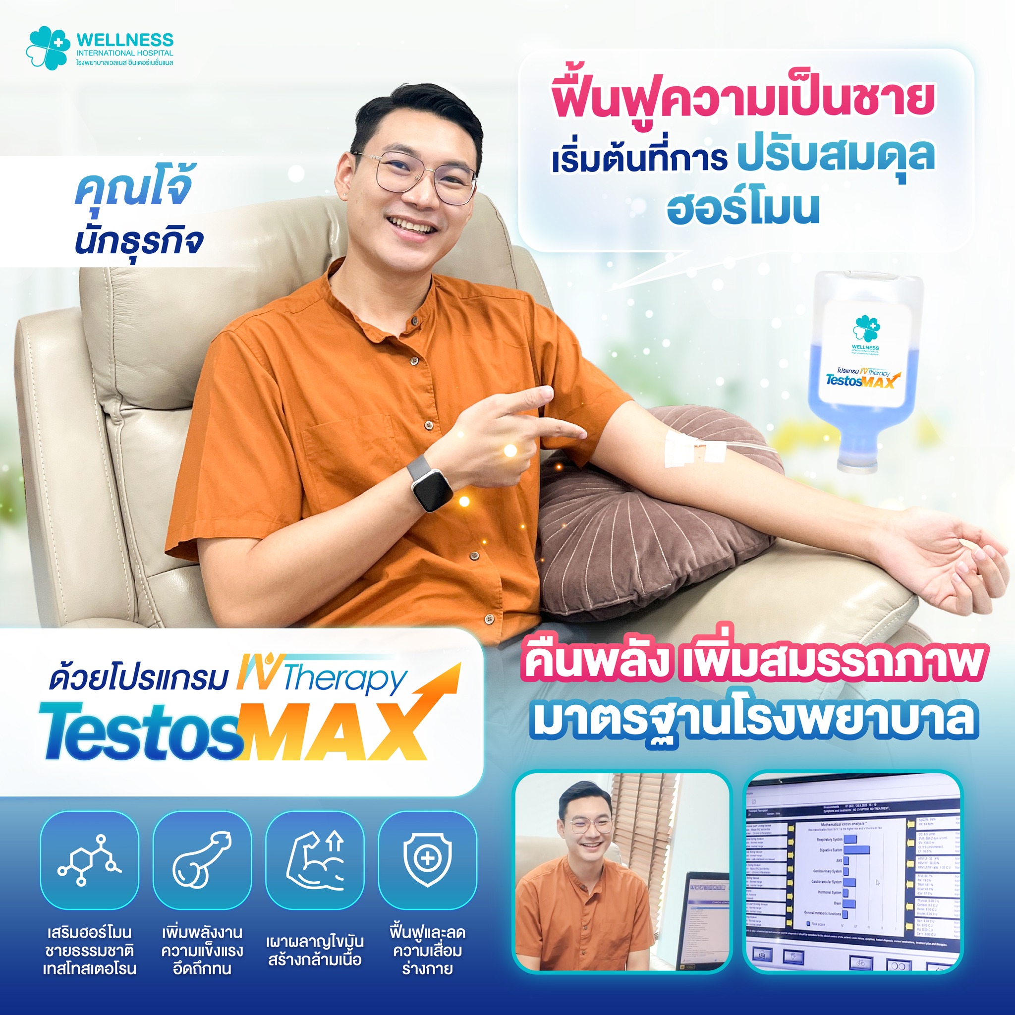โรงพยาบาลฟื้นฟูสุขภาพ Wellness International Hospital Facebook ad: ฮอร์โมนสมดุล ฟื้นฟูความเป็นชาย
