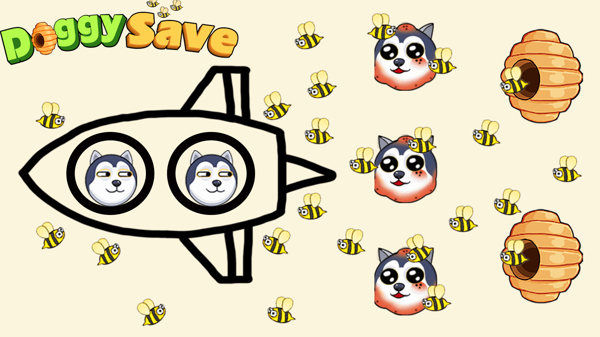 Doggy Save Facebook ad: The buzz is getting closer, the puppy needs you!