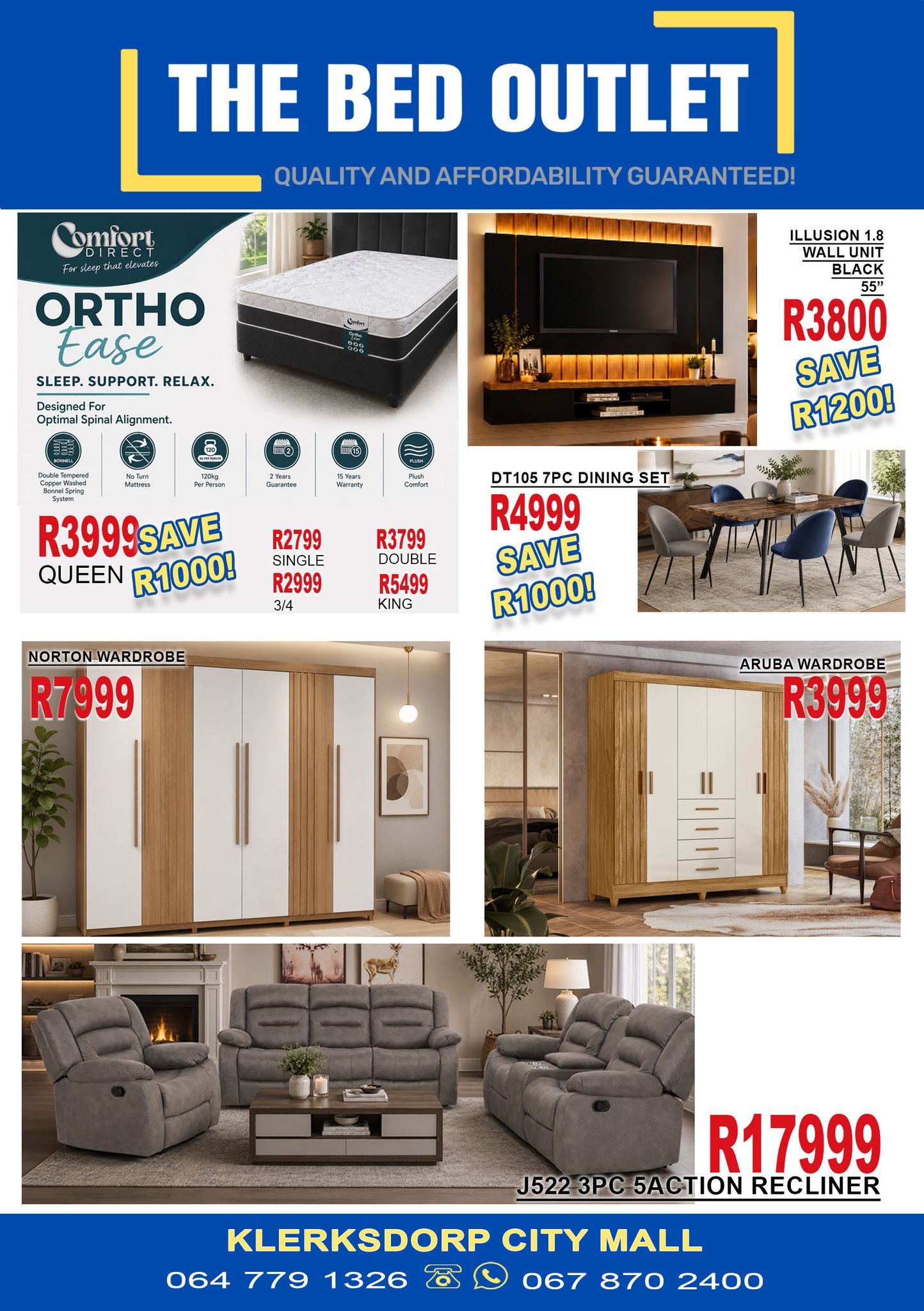 The Bed Outlet - Klerksdorp City Mall Facebook ad: Find us inside Klerksdorp City Mall on the…