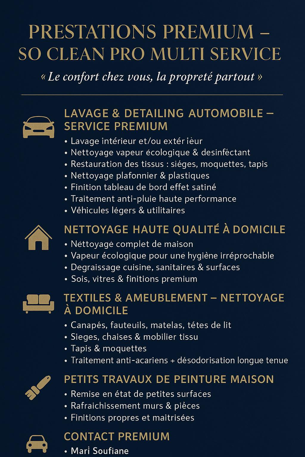 So Clean Pro Multi Service Facebook ad: Nos prestations