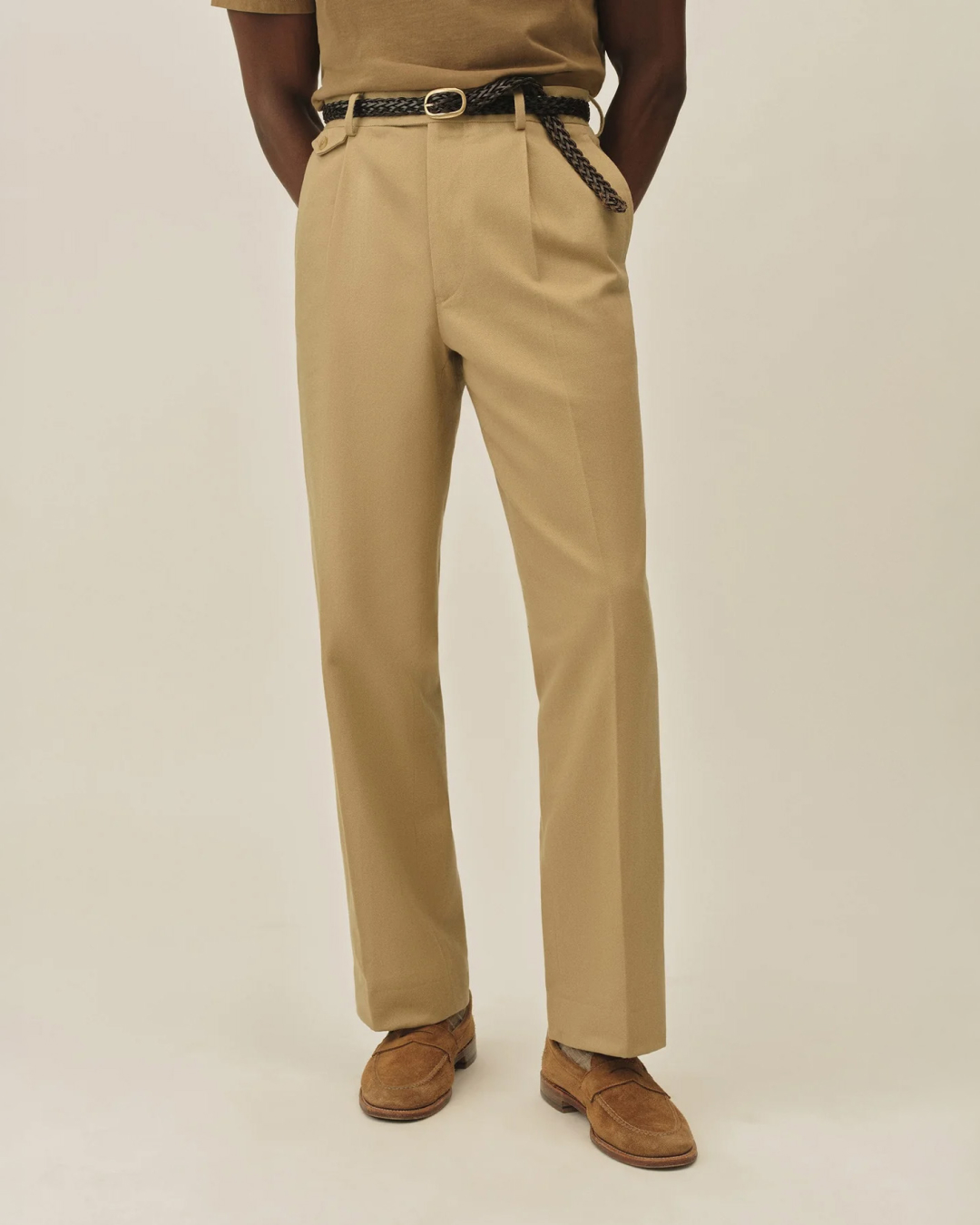 Buck Mason Facebook ad: Hollywood Pleated Trousr