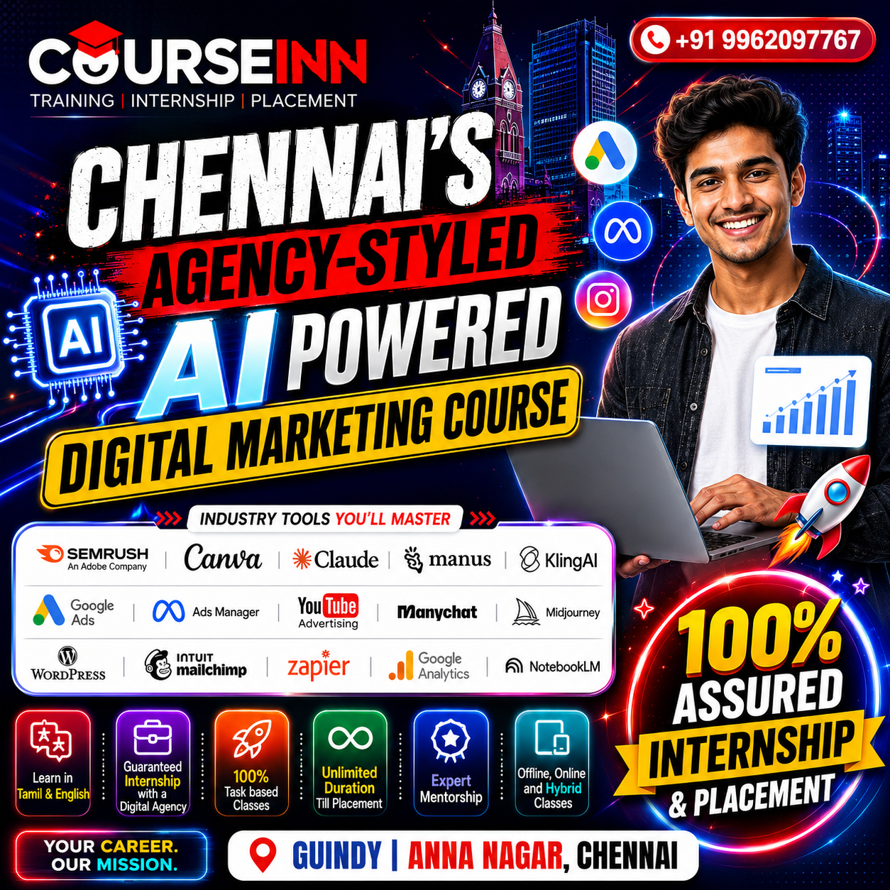 Courseinn Academy Facebook ad: Chennai’s #1 AI-Powered Digital Marketing Course |…