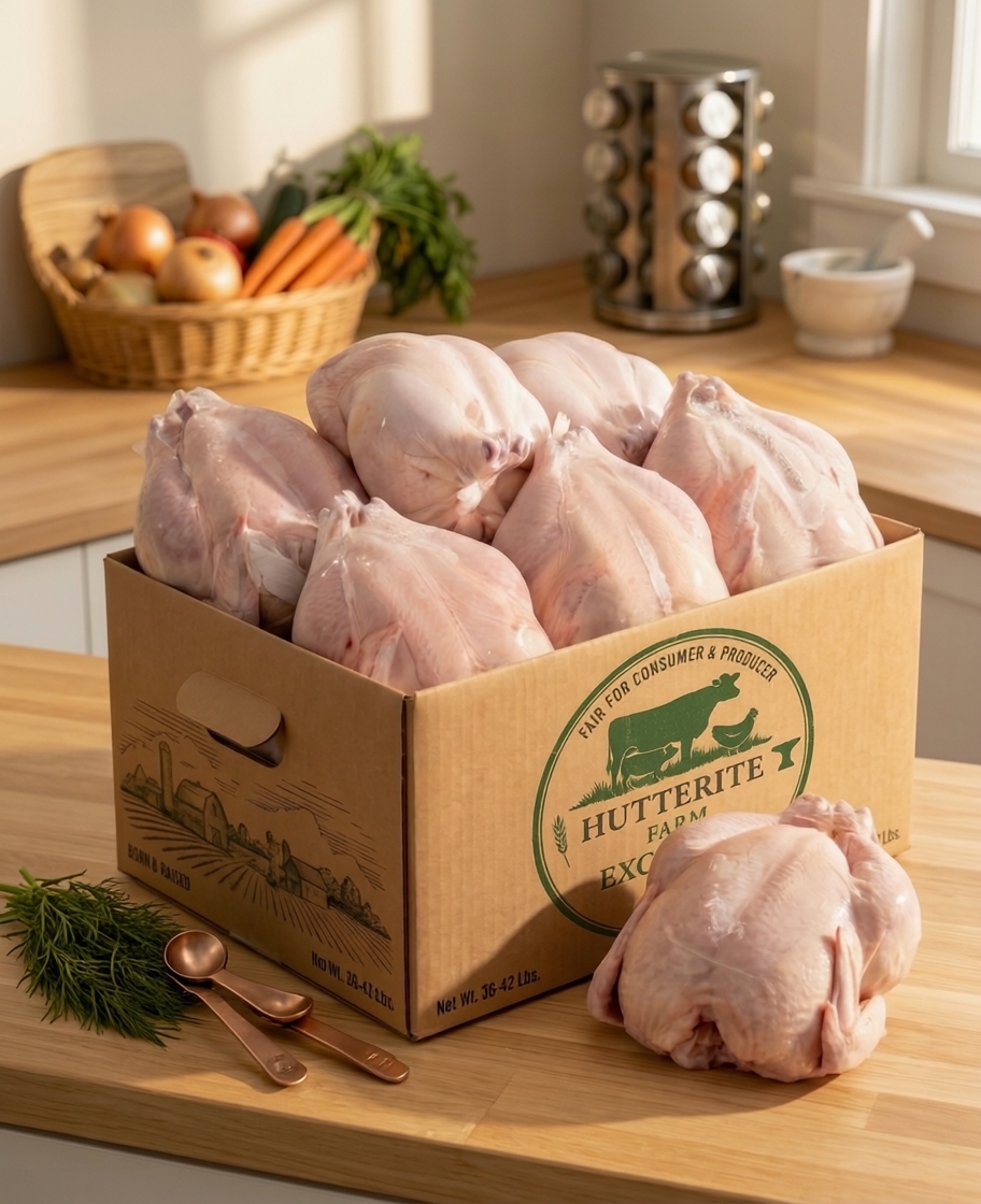 Hutterite Farm Exchange Facebook ad: Farm-Fresh Chicken Delivery in Calgary, Edmonton, Red Deer…