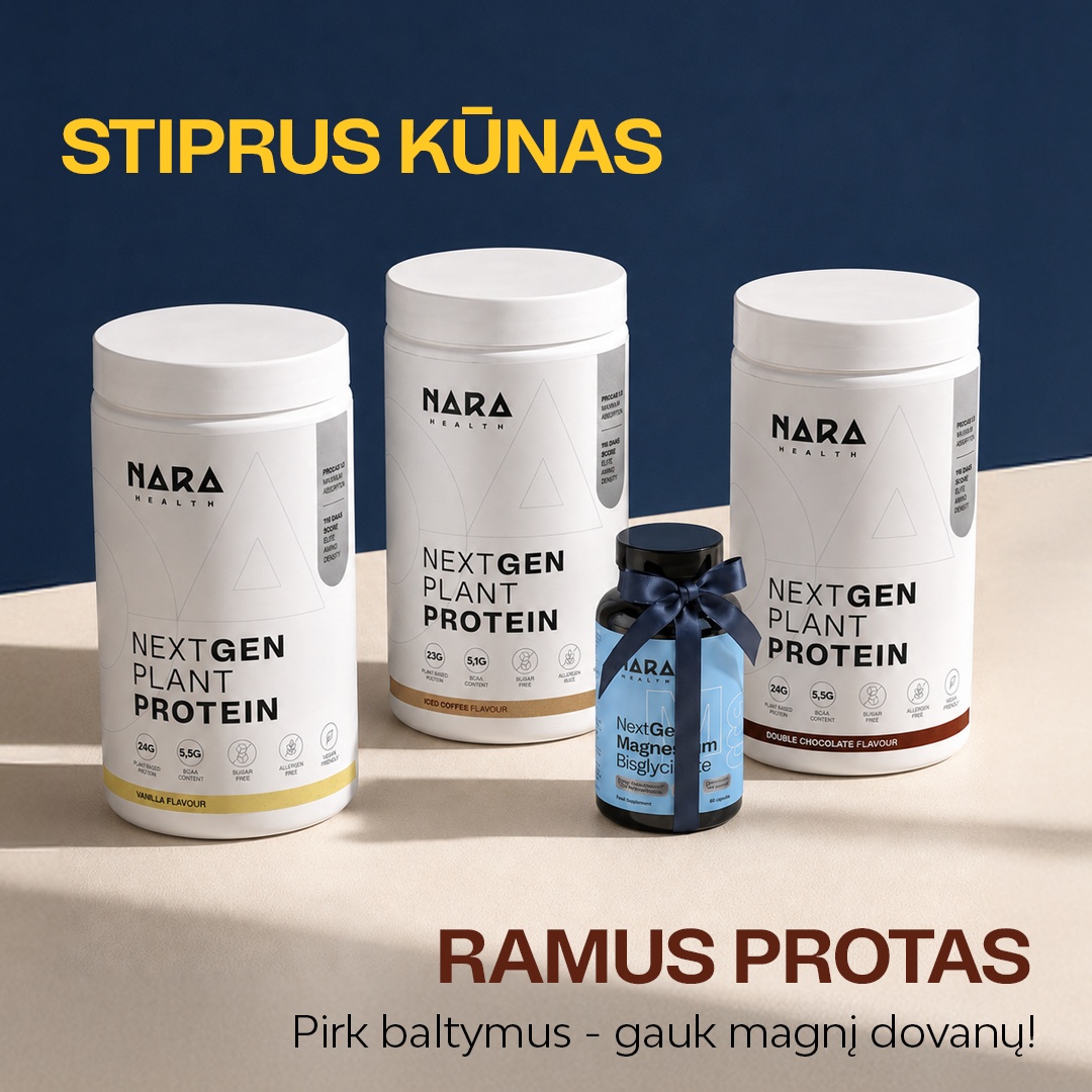 NARA.health Facebook ad: Baltymai + magnis DOVANŲ