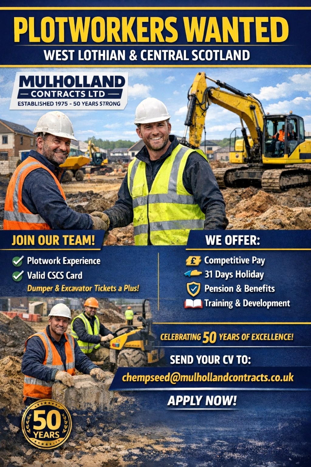 Mulholland Contracts Ltd Facebook ad: Plotworkers- West Lothian