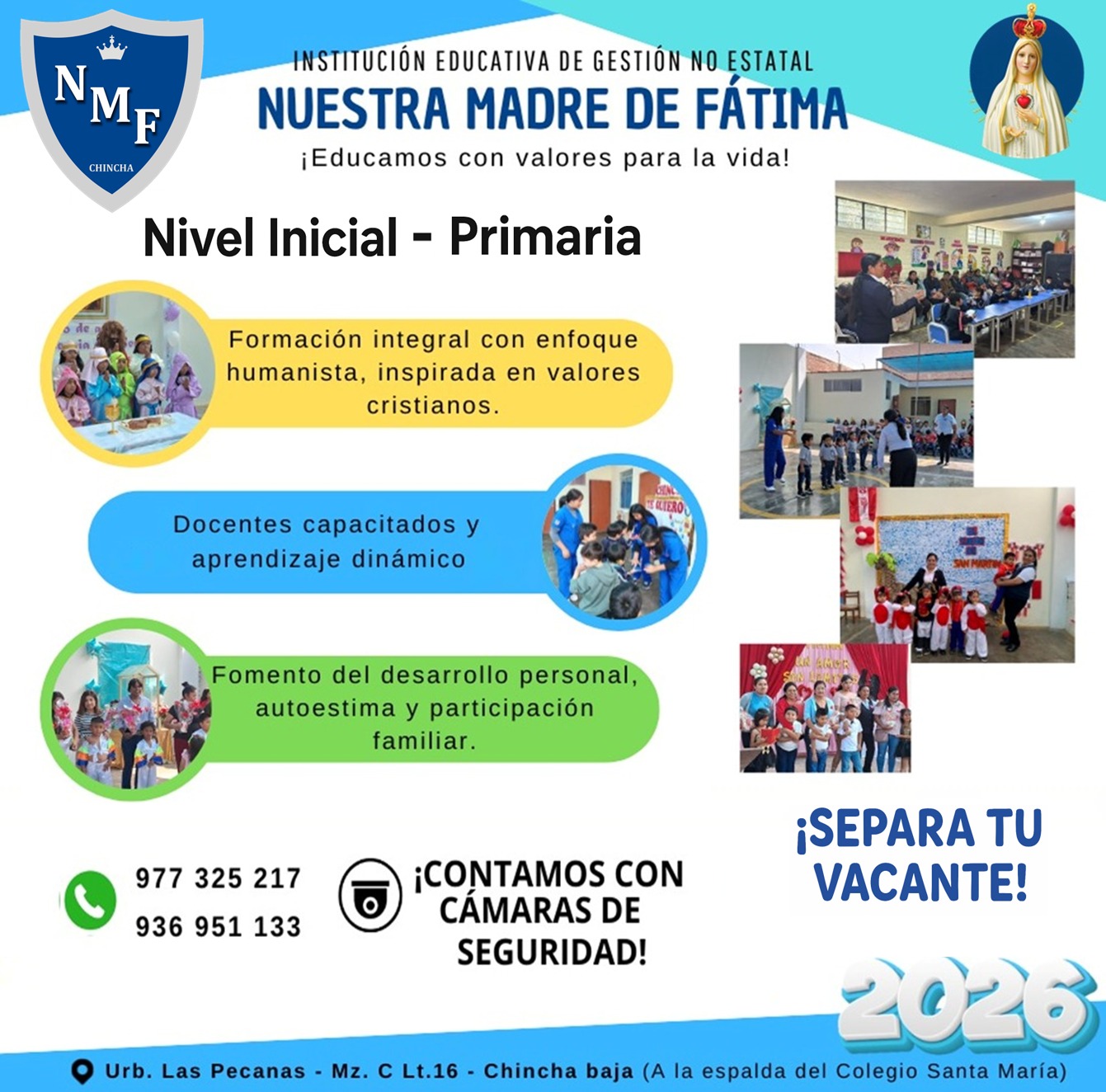 Colegio Nuestra Madre de Fátima Facebook ad: Matriculas Abiertas 2026 - Nivel Inicial y Primaria